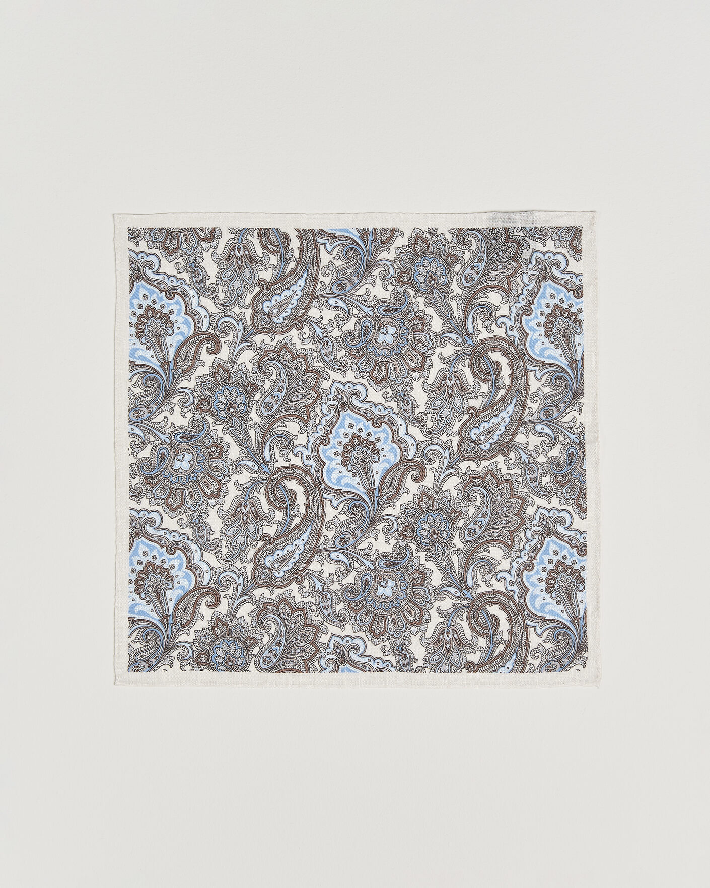 Men | Pocket Squares | Amanda Christensen | Linen Large Paisley Pocket Square Cream