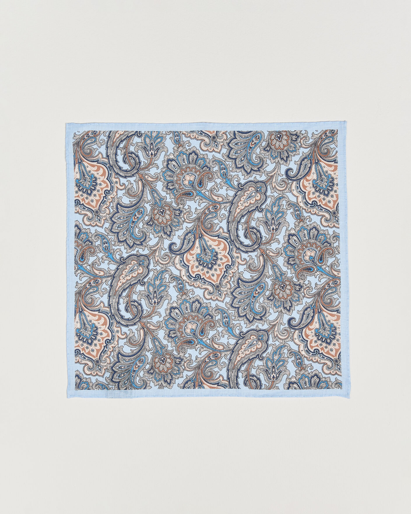 Men | Pocket Squares | Amanda Christensen | Linen Large Paisley Pocket Square Blue