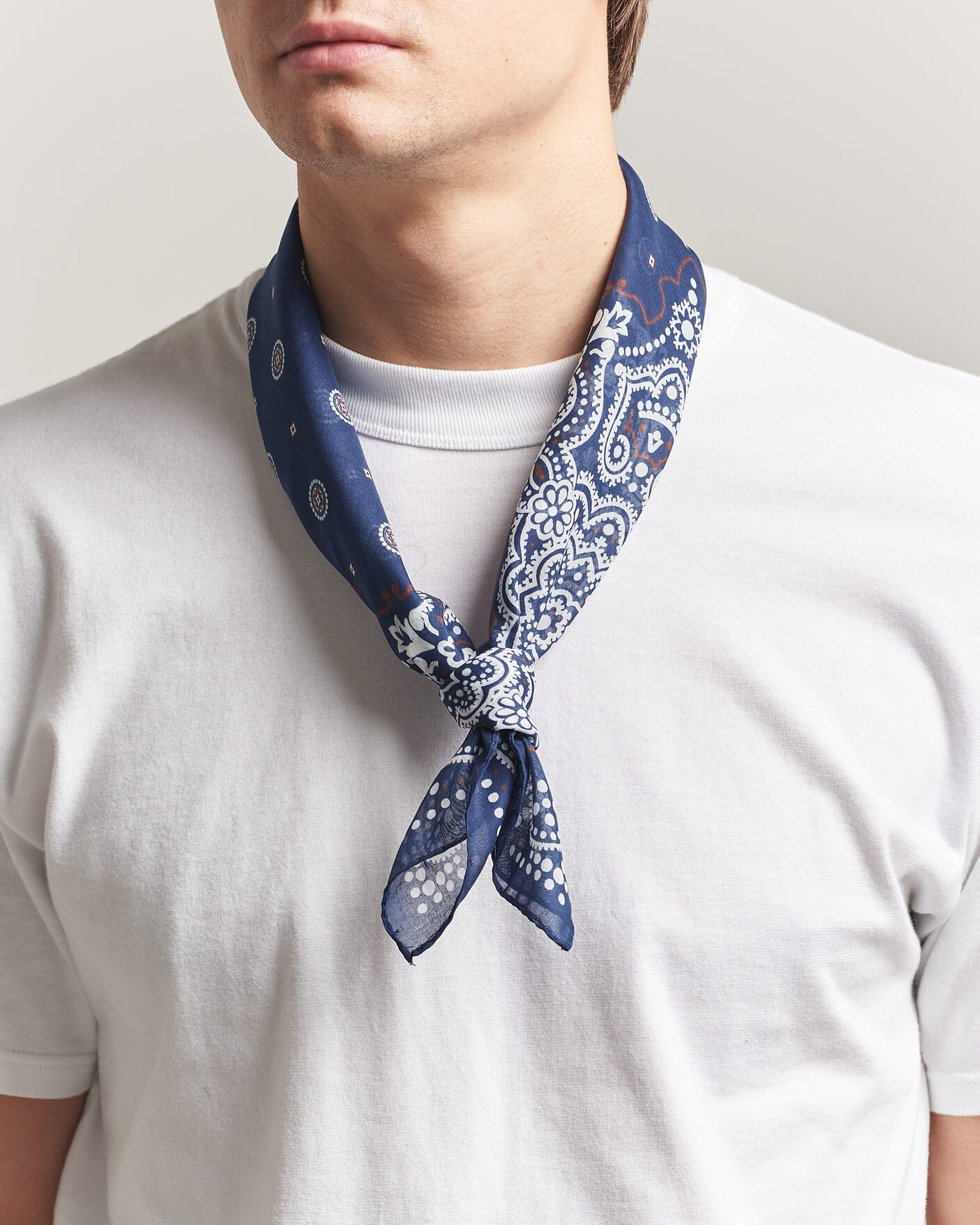 Men | Dress Scarves | Amanda Christensen | Cotton Voilé Medallion Bandana Navy