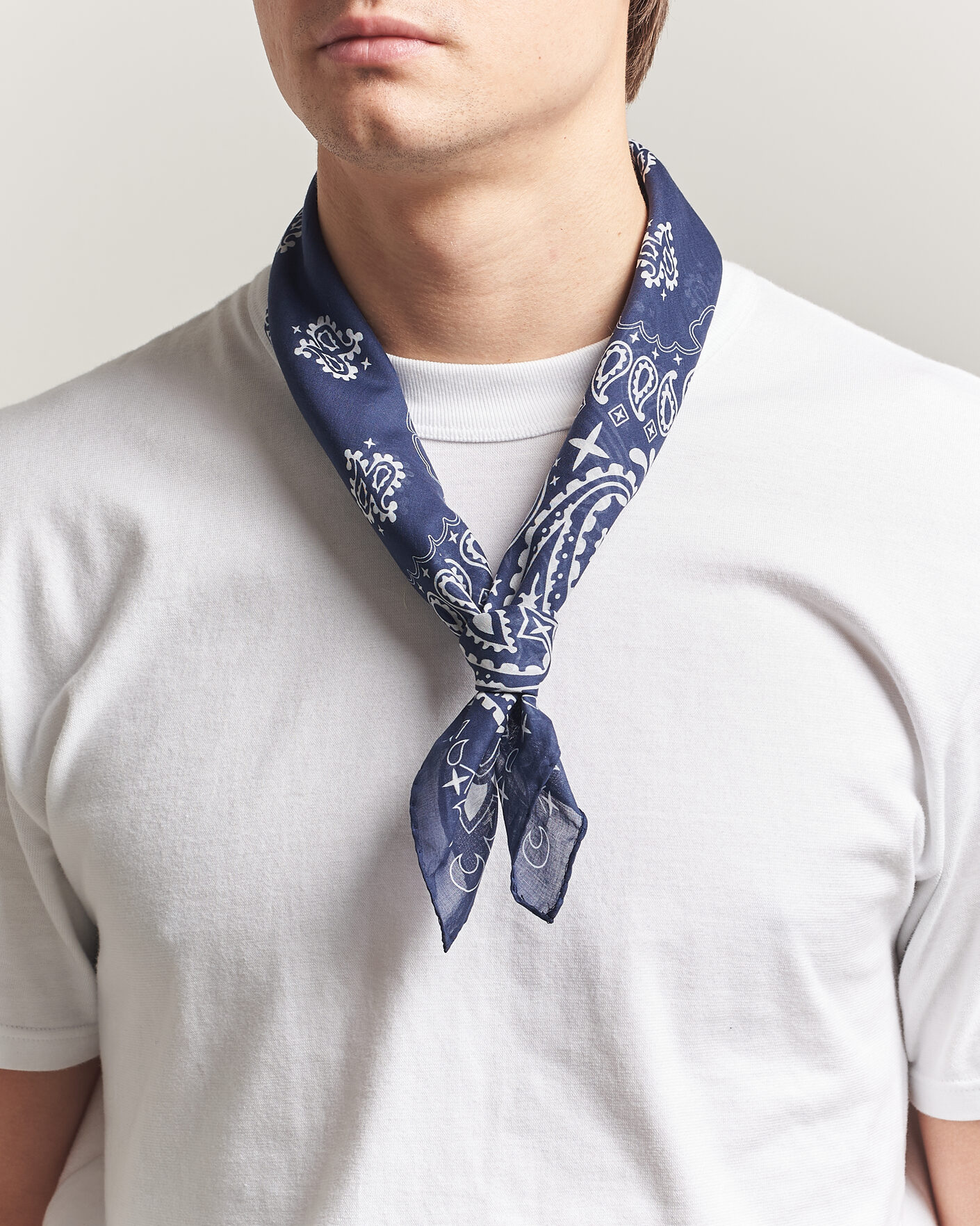 Men | Dress Scarves | Amanda Christensen | Cotton Voilé Paisley Bandana Navy