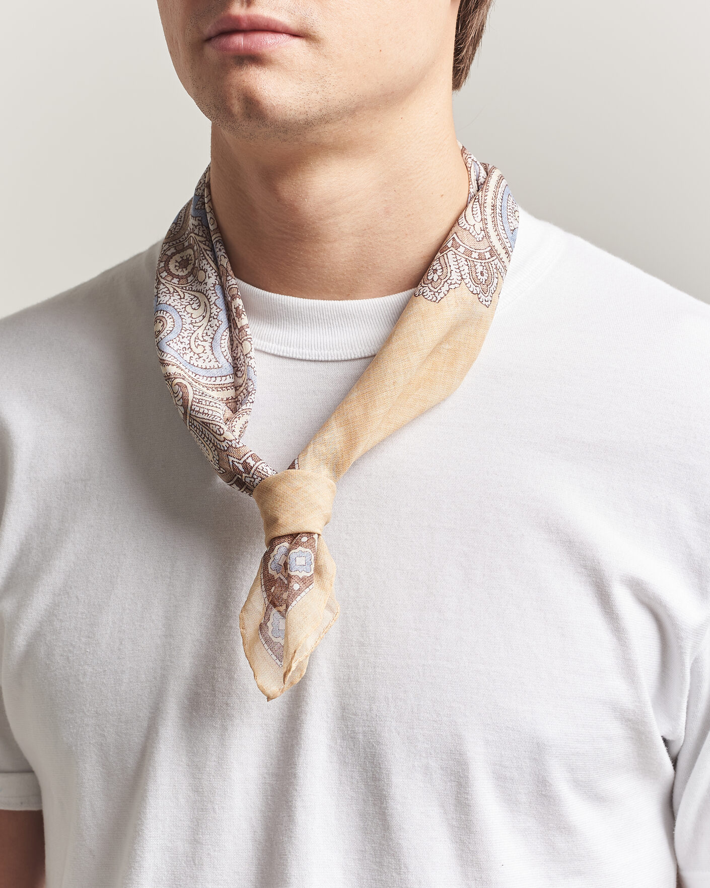 Men | Dress Scarves | Amanda Christensen | Cotton Voilé Large Paisley Bandana Yellow
