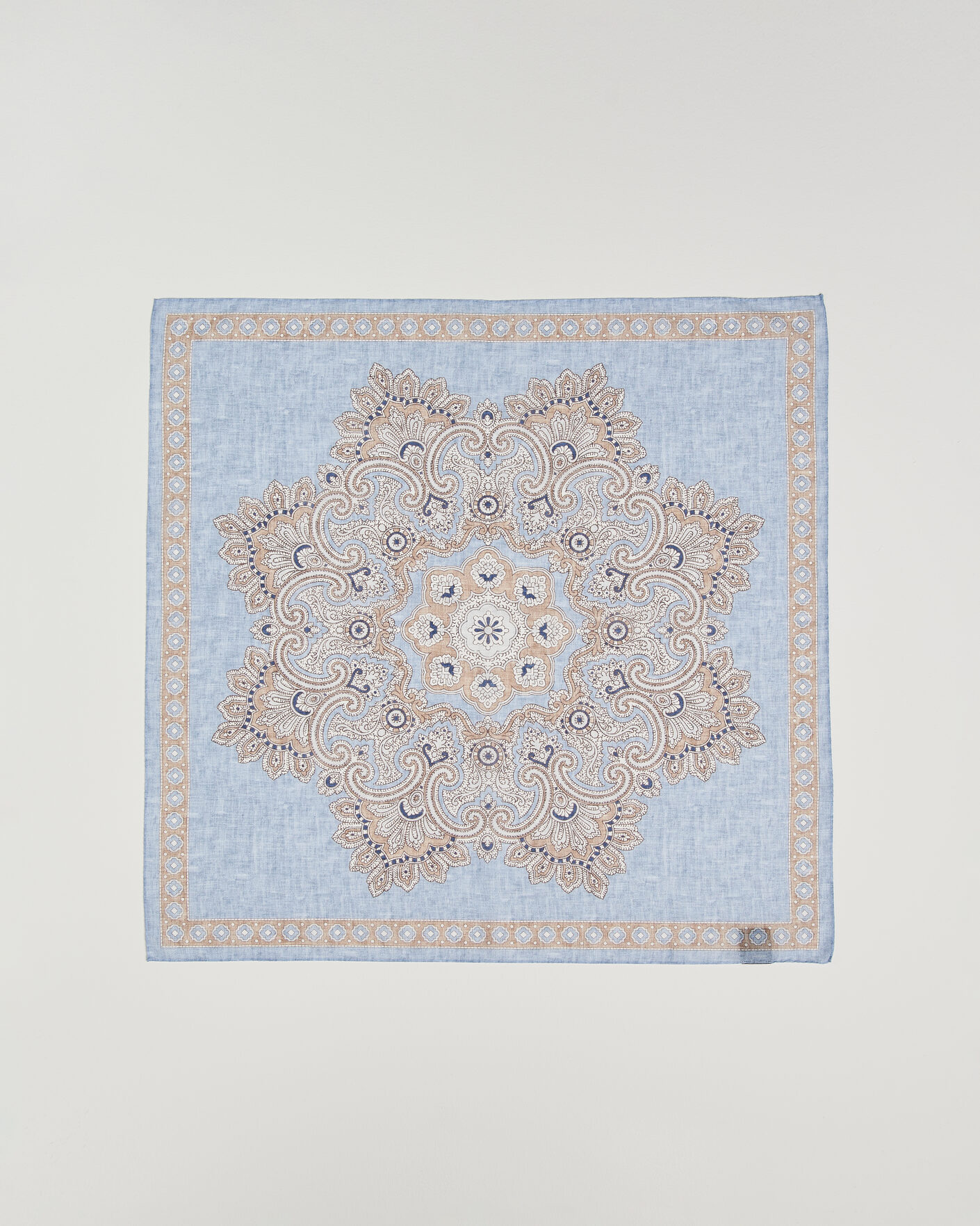 Men | Dress Scarves | Amanda Christensen | Cotton Voilé Large Paisley Bandana Blue