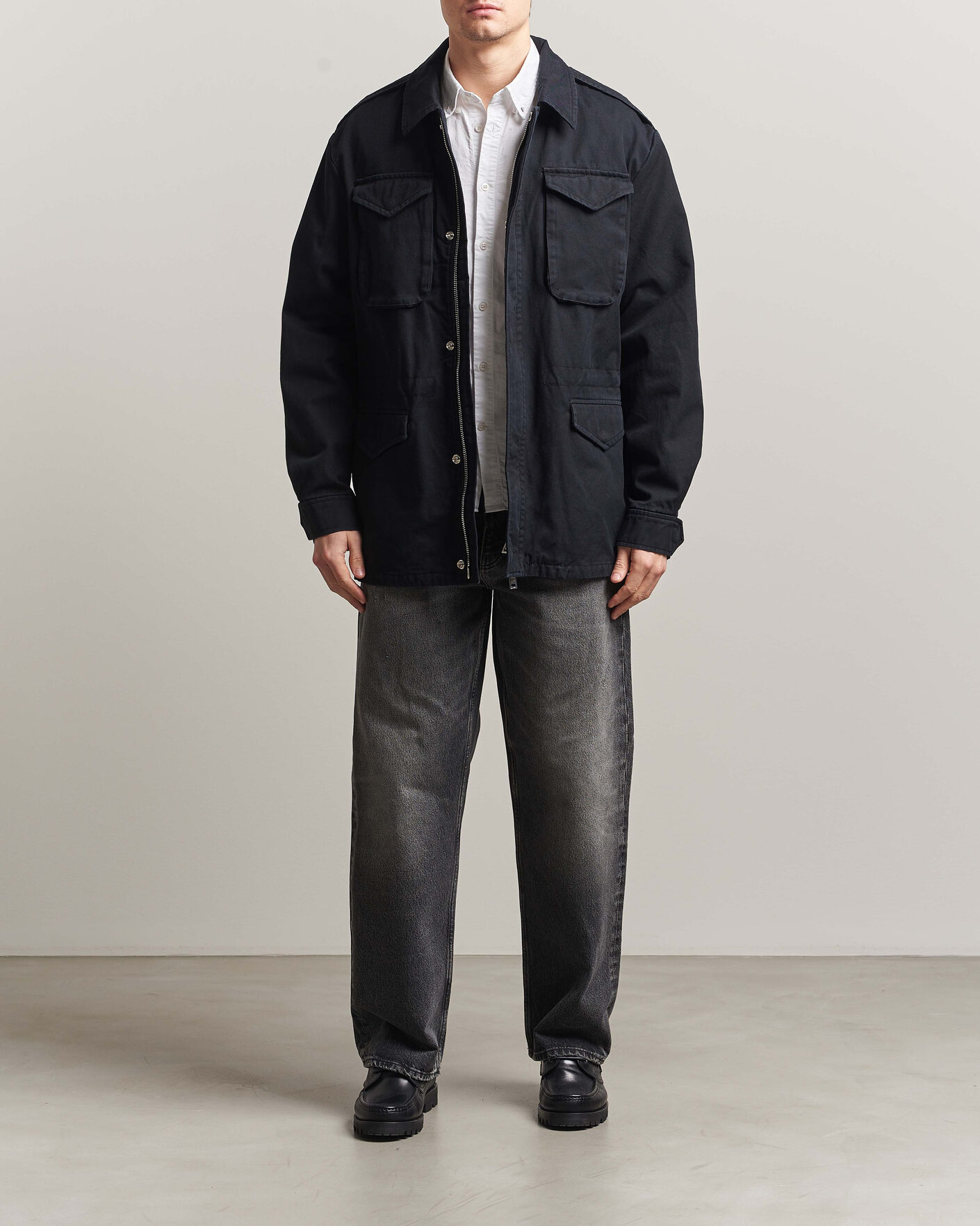 Men | Coats & Jackets | Filippa K | Cotton Field Jacket Black