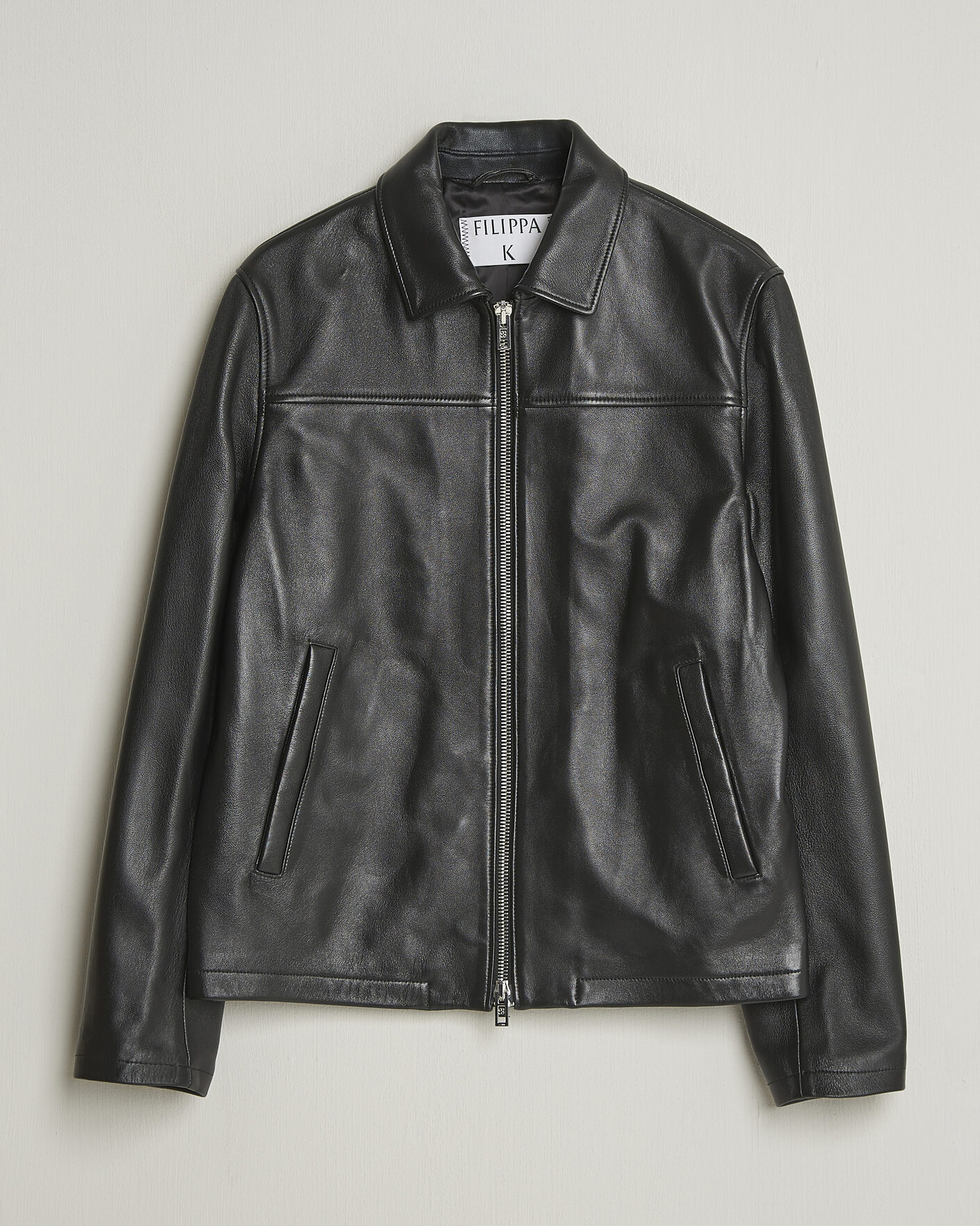 Men | Coats & Jackets | Filippa K | Leather Coach Jacket Black