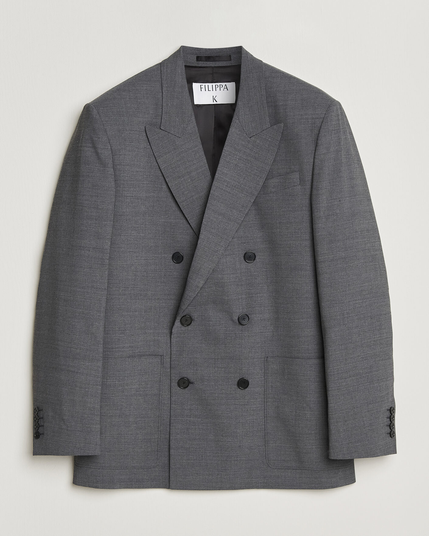 Men | Blazers | Filippa K | Michael Wool Pinstriped Double Breasted Blazer Mid Grey