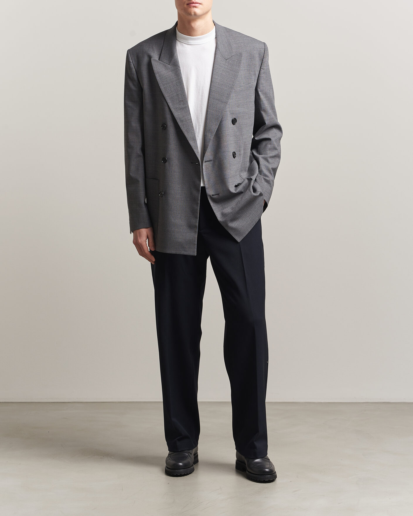 Men | Blazers | Filippa K | Michael Wool Pinstriped Double Breasted  Blazer Mid Grey