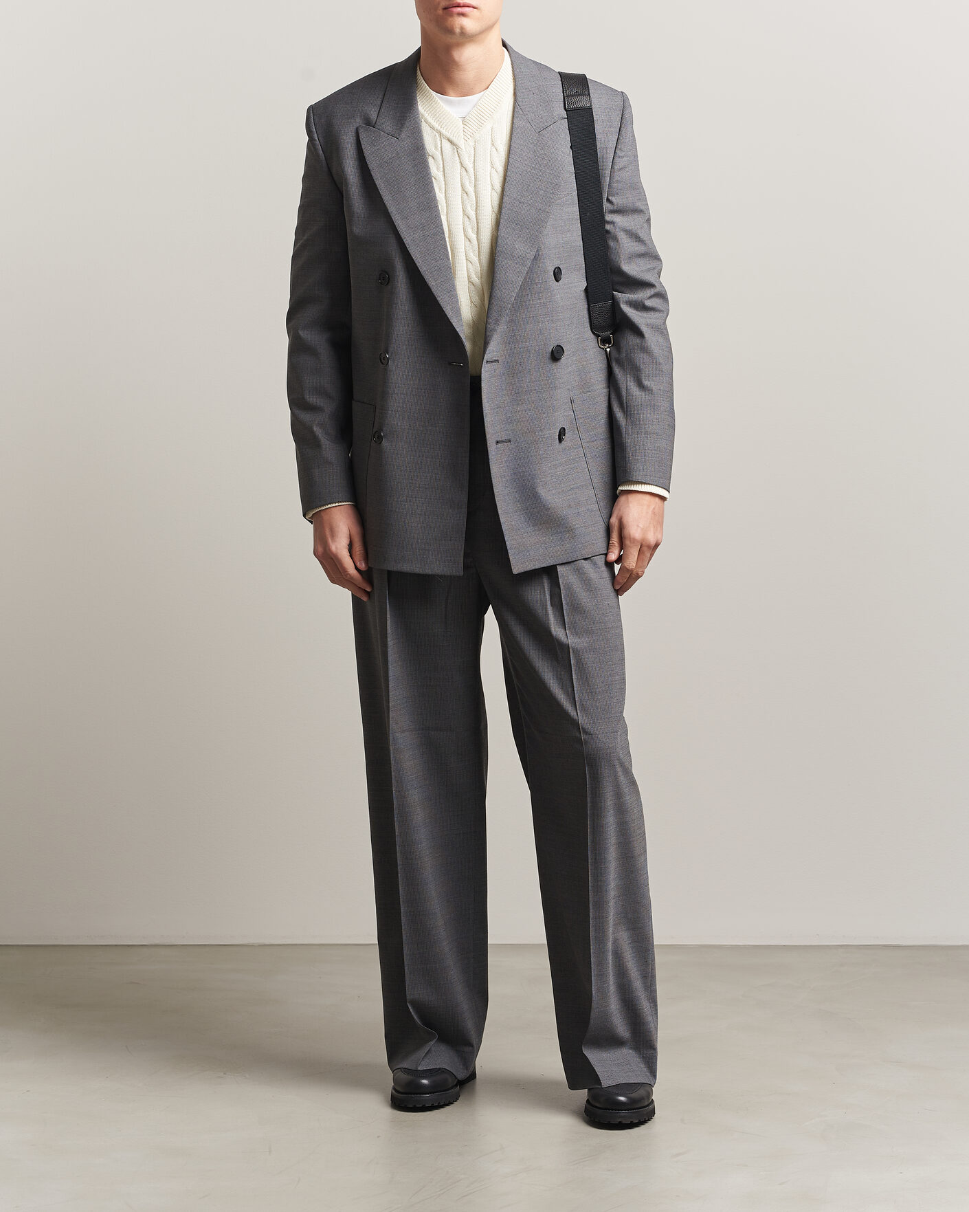 Men | Blazers | Filippa K | Michael Wool Pinstriped Double Breasted Blazer Mid Grey