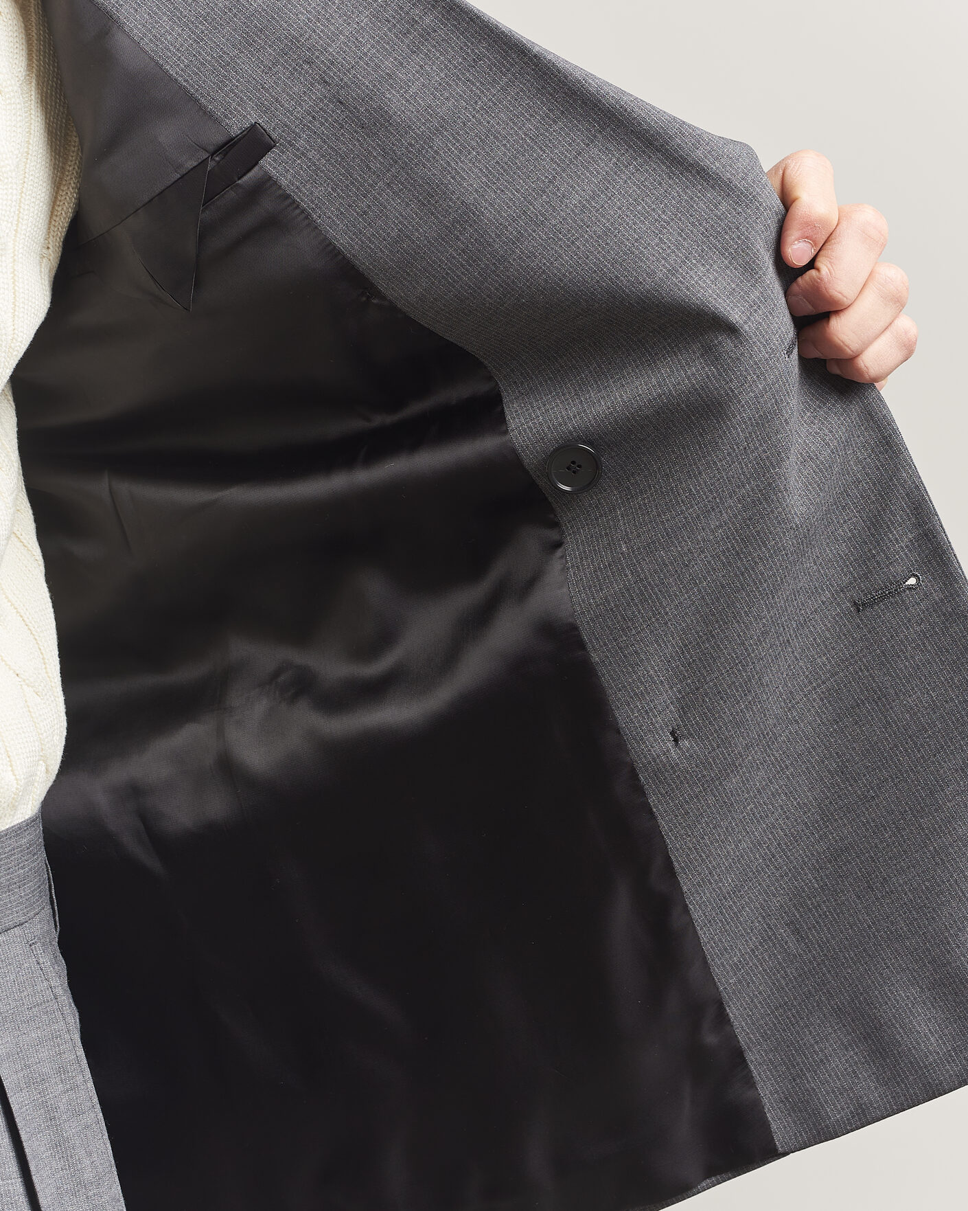 Men | Blazers | Filippa K | Michael Wool Pinstriped Double Breasted Blazer Mid Grey