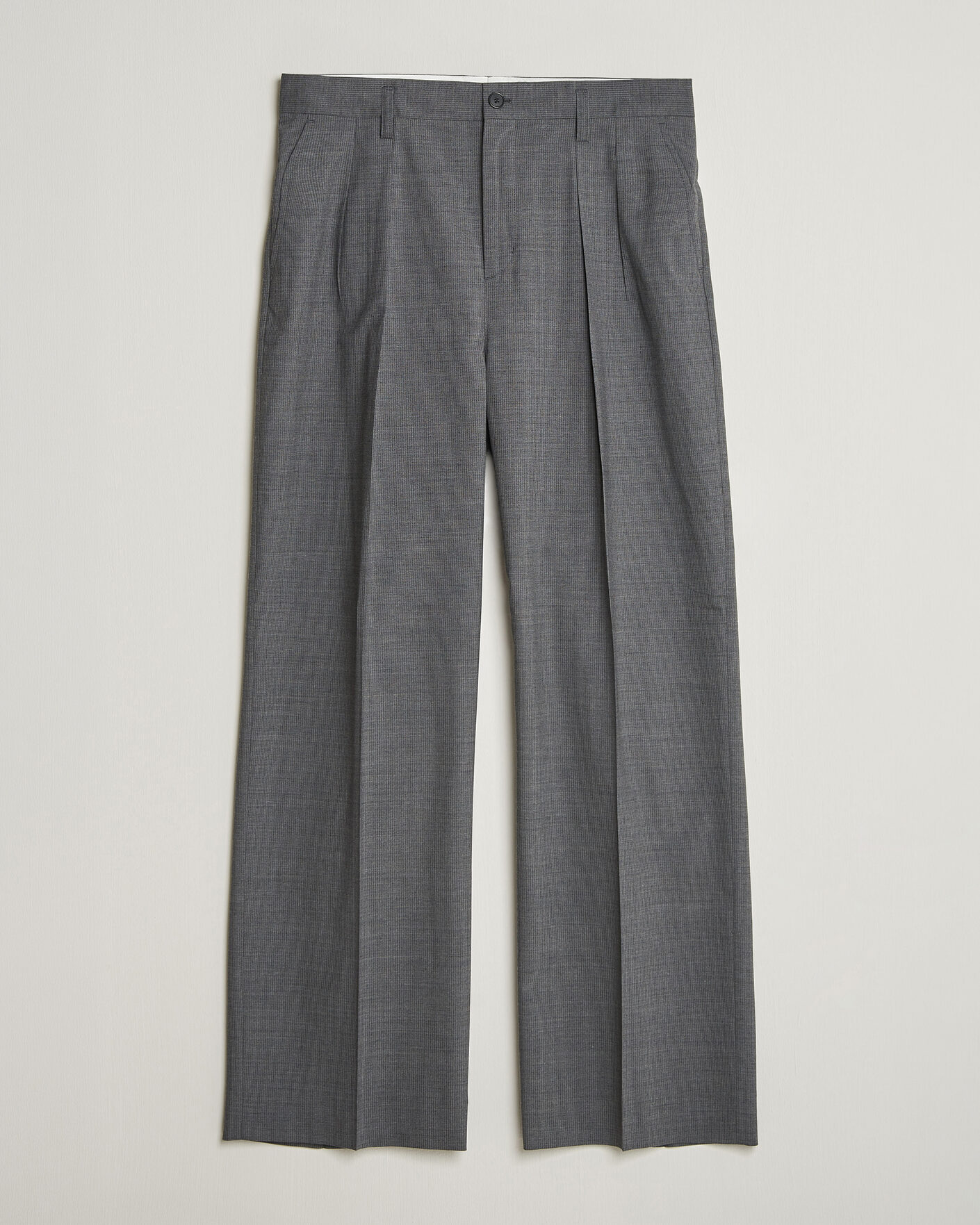 Men | Trousers | Filippa K | Milo Wide Wool Pinstriped Trousers Mid Grey