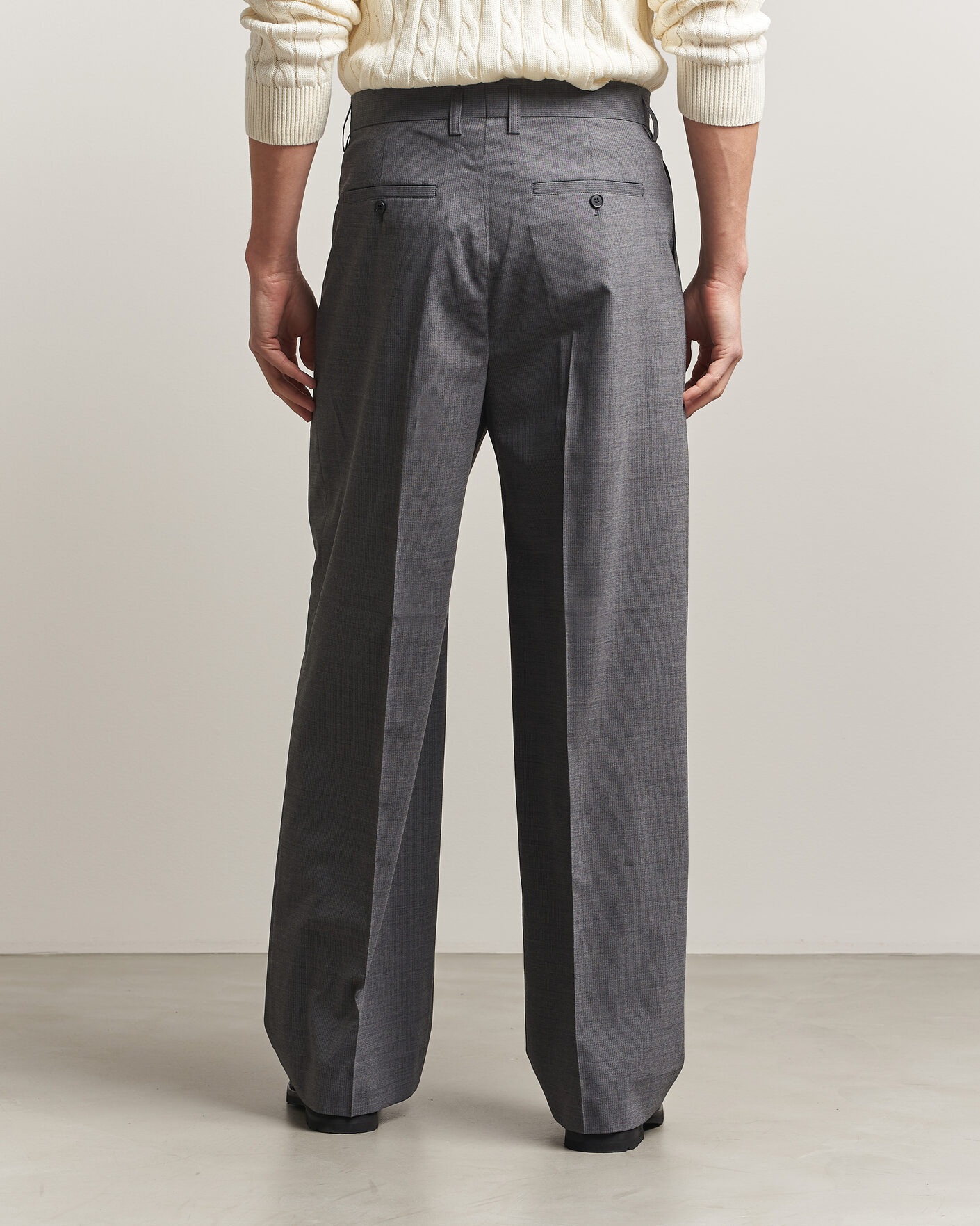Men | Trousers | Filippa K | Milo Wide Wool Pinstriped Trousers Mid Grey