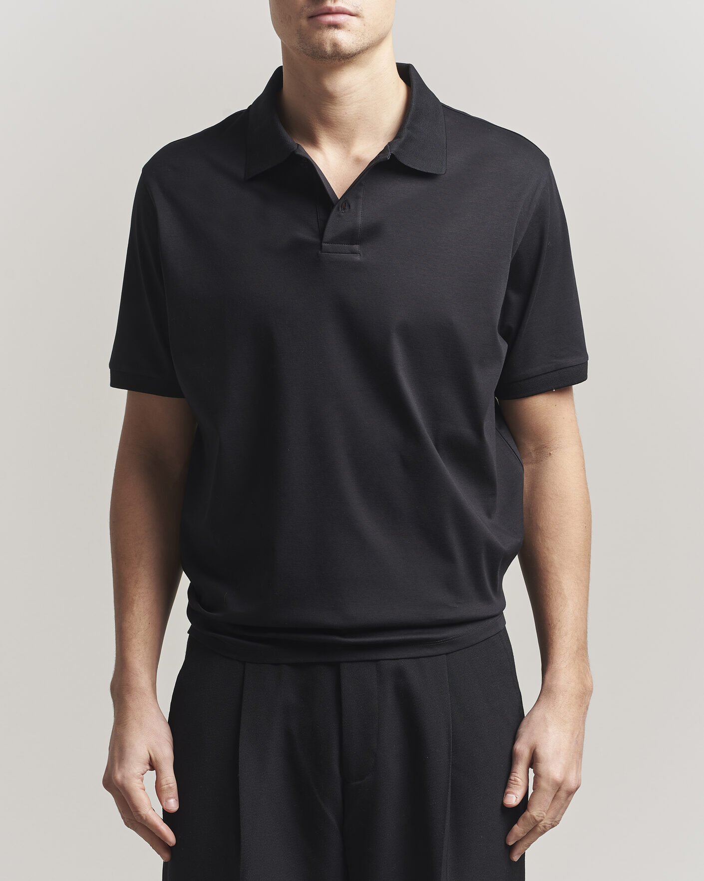 Men | Polo Shirts | Filippa K | Technical Cotton Polo Black