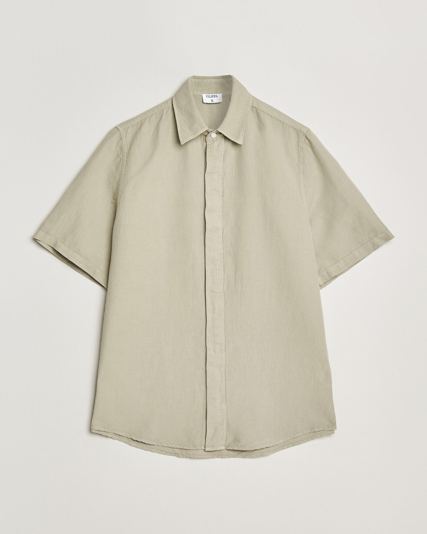 Men | Shirts | Filippa K | Cotton/Linen Short Sleeve Shirt Light Green