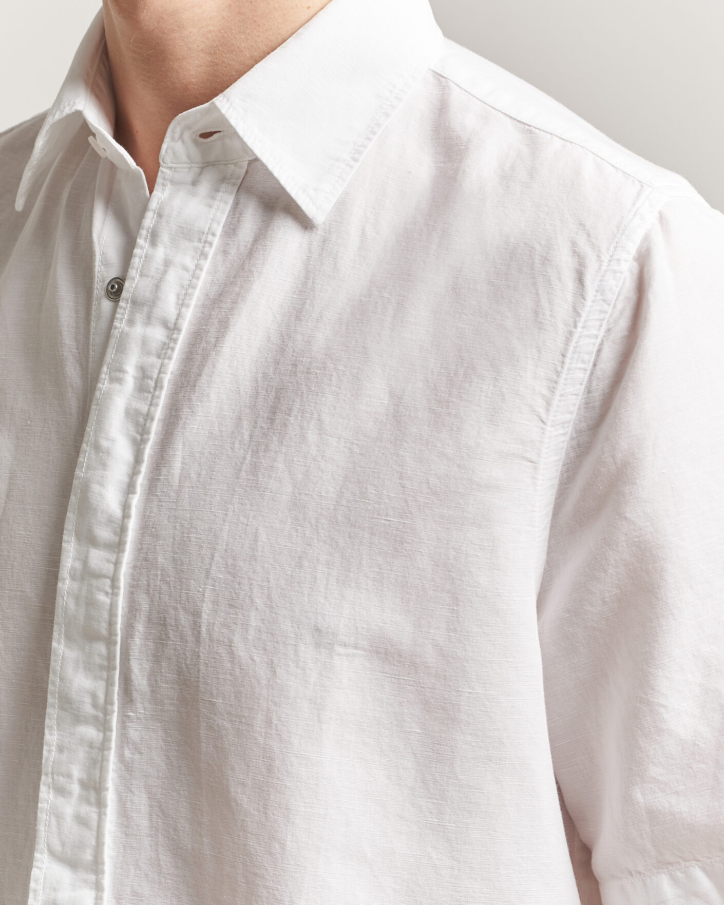 Men | Shirts | Filippa K | Cotton/Linen Short Sleeve Shirt White