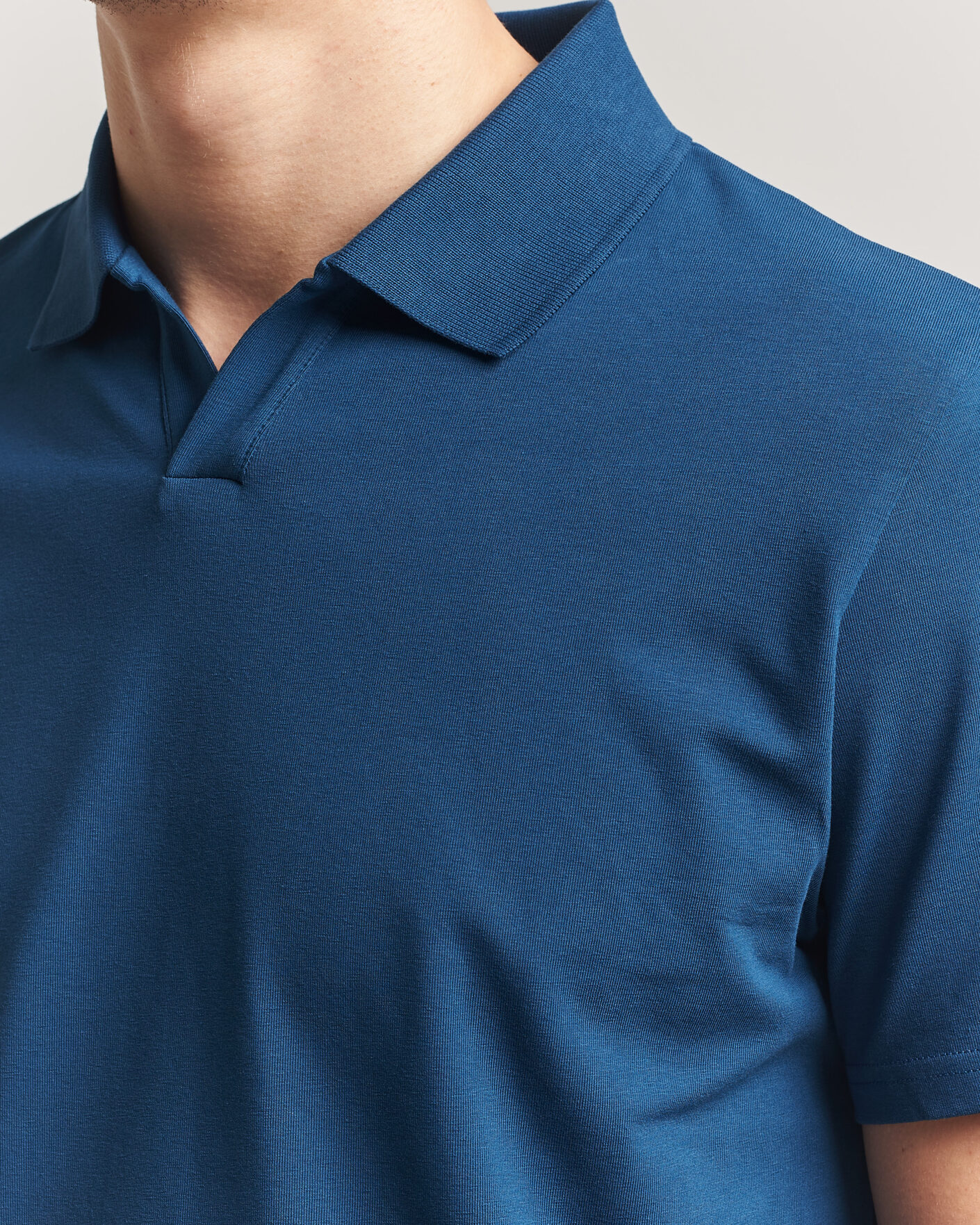 Men | Polo Shirts | Filippa K | Soft Lycra Polo T-Shirt Night Teal