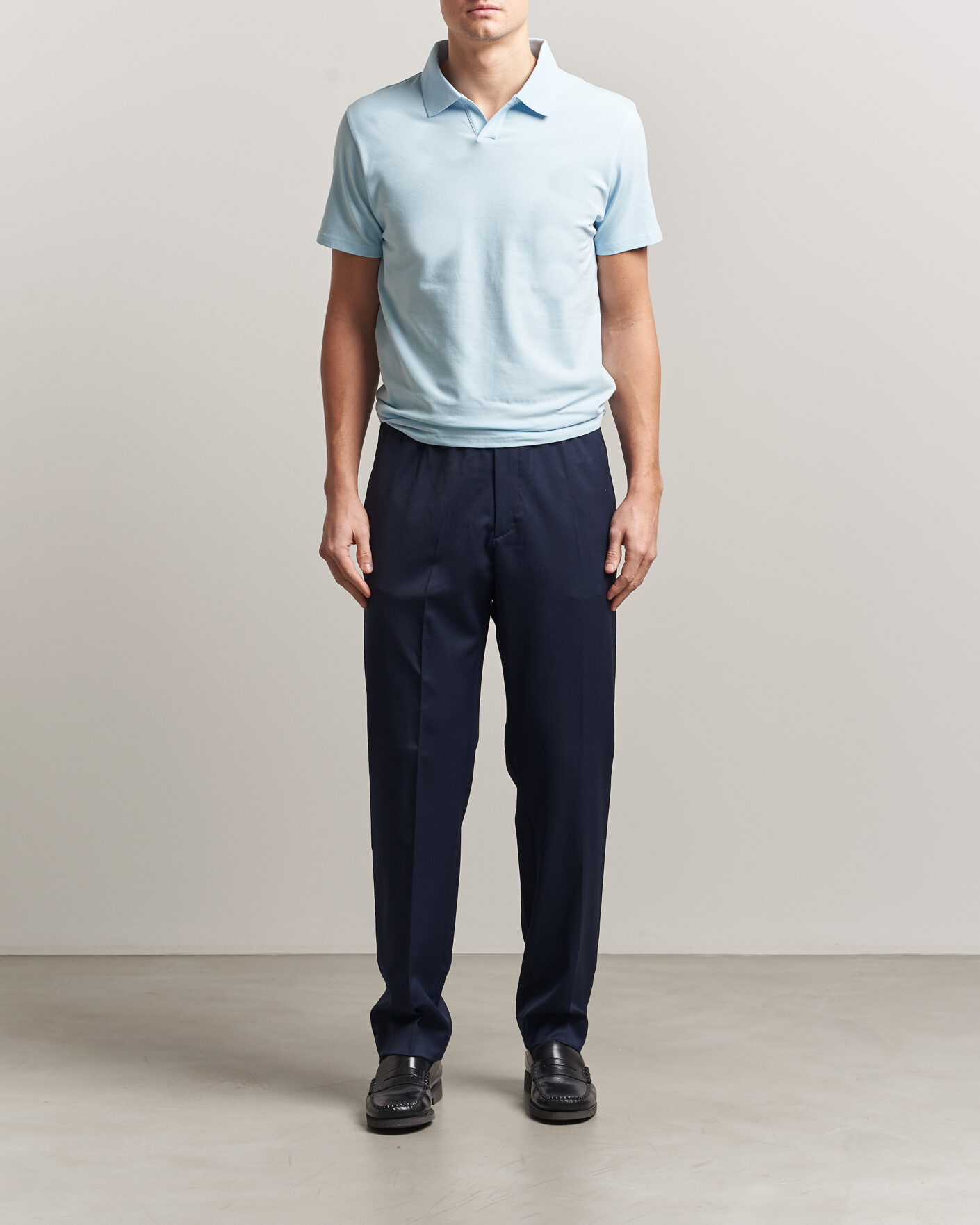 Men | Polo Shirts | Filippa K | Soft Lycra Polo T-Shirt Frost Blue