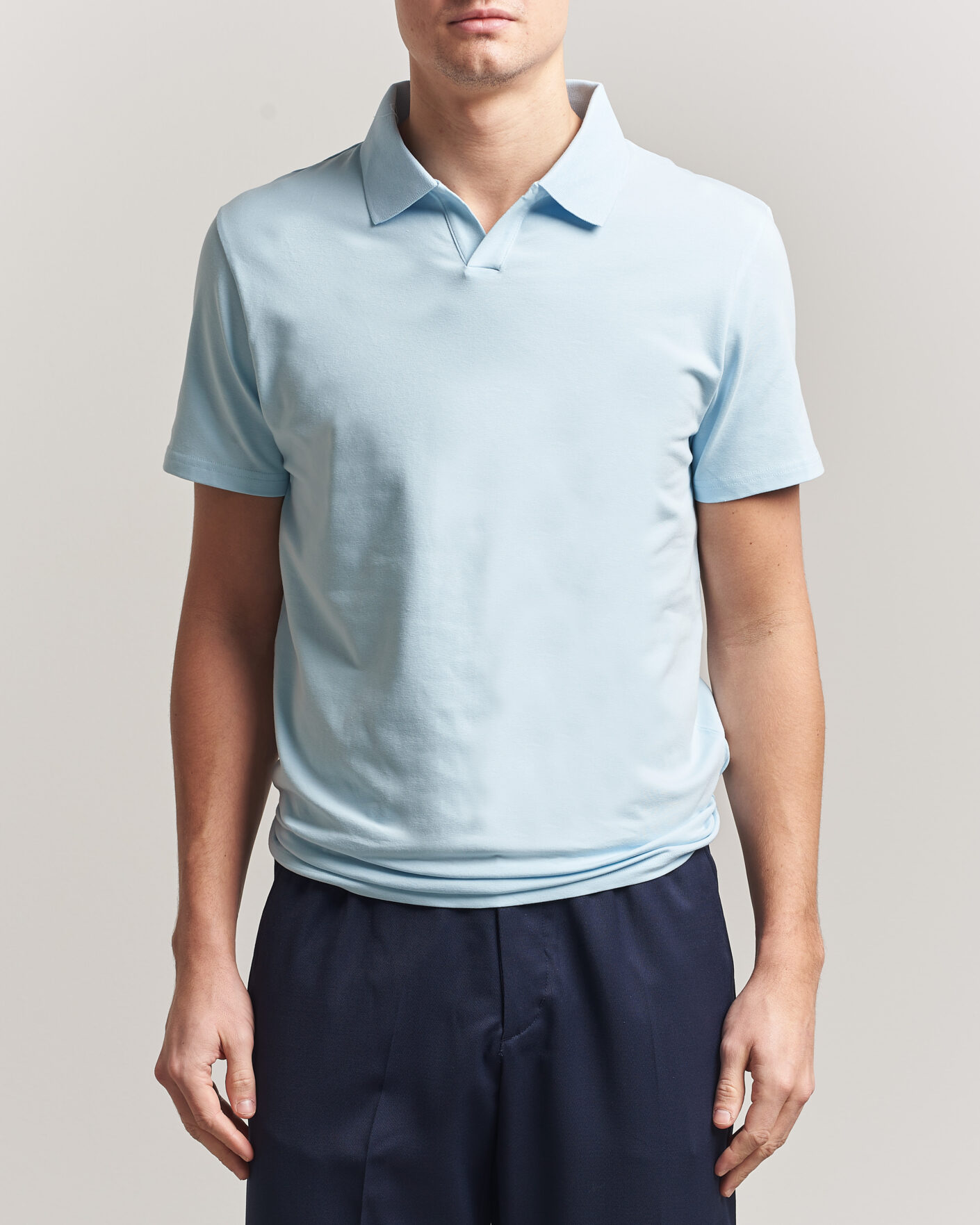 Men | Polo Shirts | Filippa K | Soft Lycra Polo T-Shirt Frost Blue