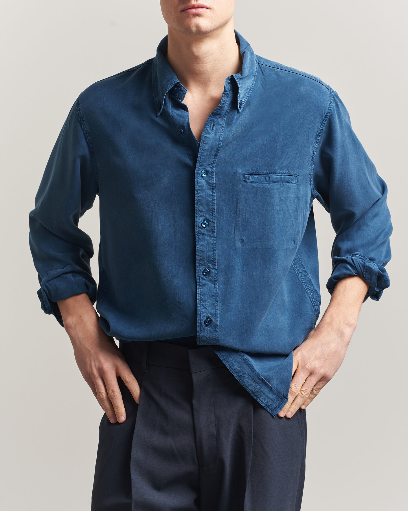 Men | Shirts | Filippa K | Zack Lyocell Shirt Night Teal