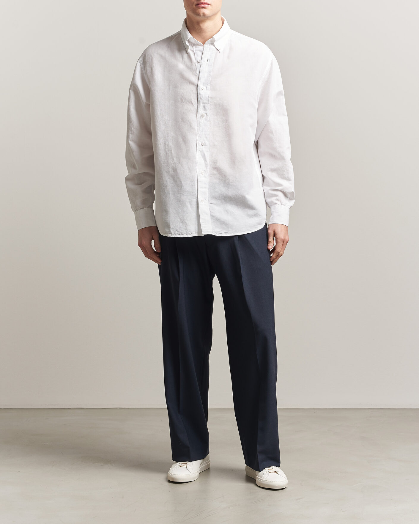 Men | Shirts | Filippa K | Relaxed Cotton/Linen Shirt White