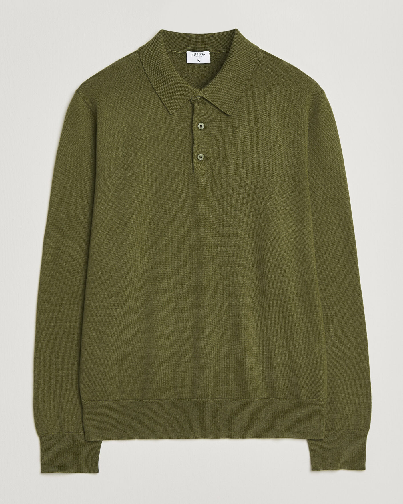 Men | Sweaters & Knitwear | Filippa K | Knitted Polo Shirt Laurel Green
