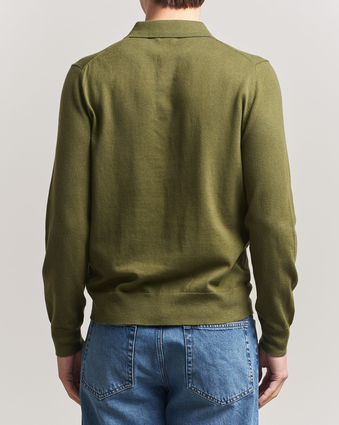 Men | Sweaters & Knitwear | Filippa K | Knitted Polo Shirt Laurel Green