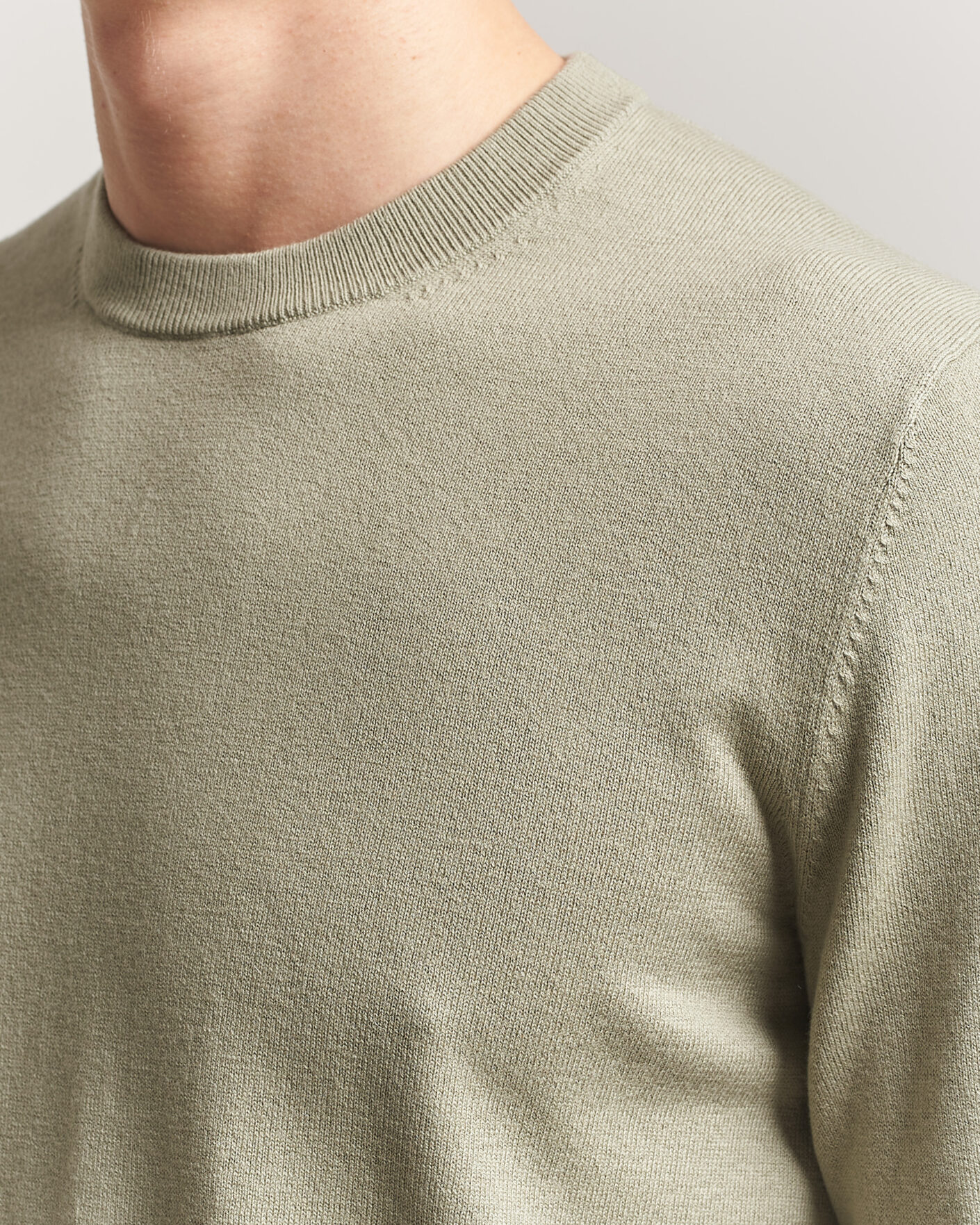 Men | Sweaters & Knitwear | Filippa K | Cotton Merino Knitted Sweater Light Green