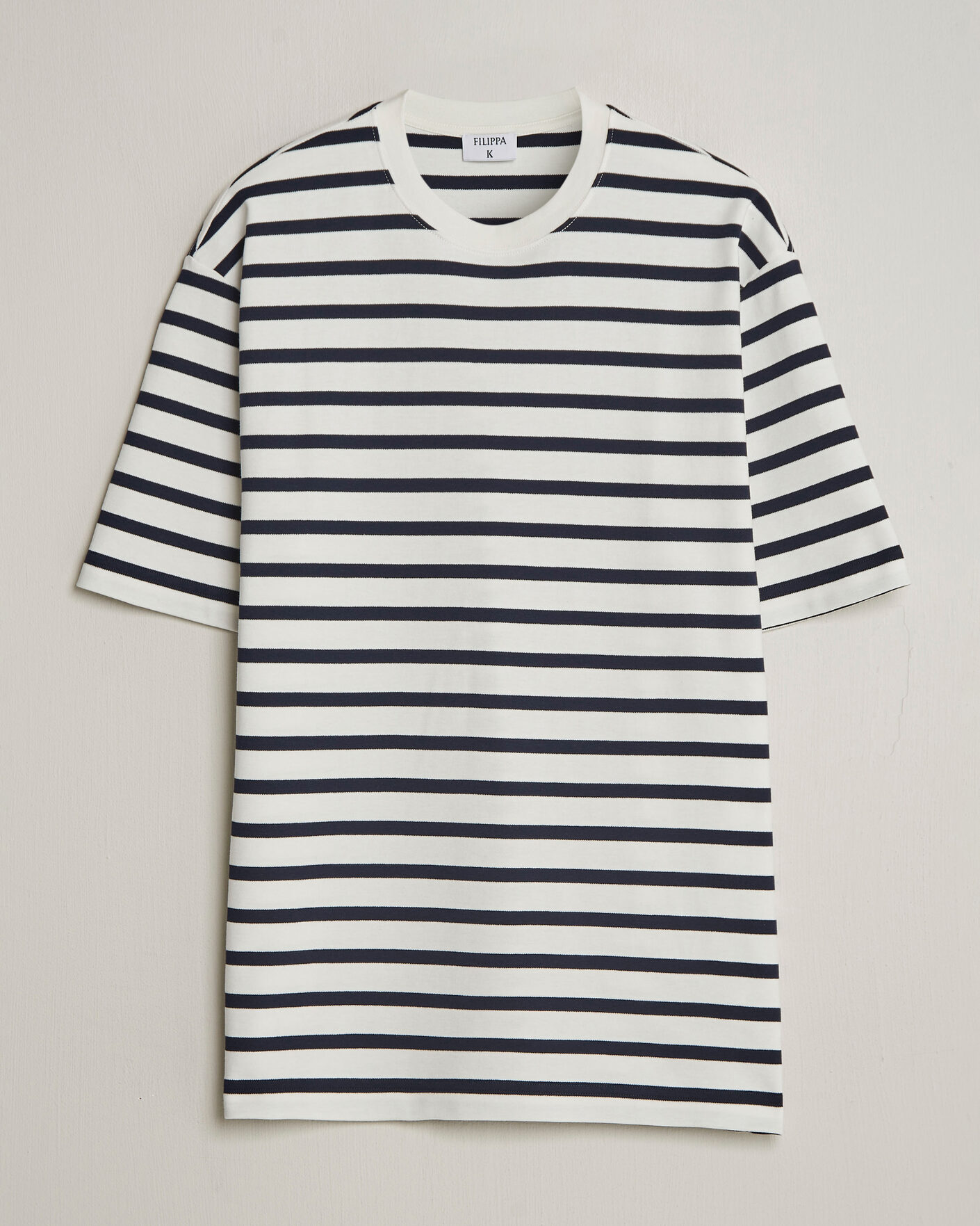 Filippa K Striped Crew Neck T-Shirt White/Navy at CareOfCarl.com