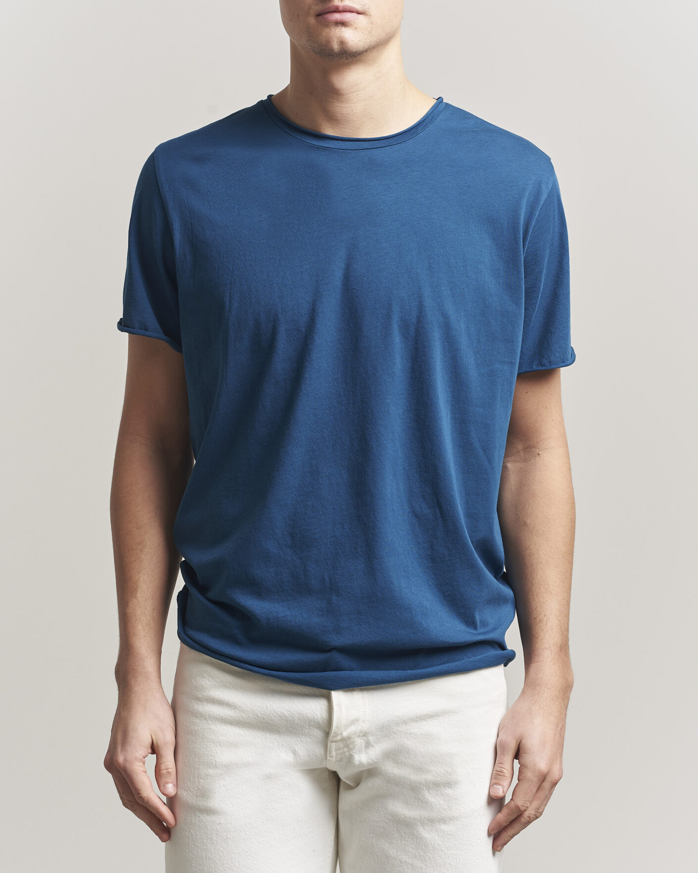 Men | T-Shirts | Filippa K | Roll Neck Crew Neck T-Shirt Night Teal