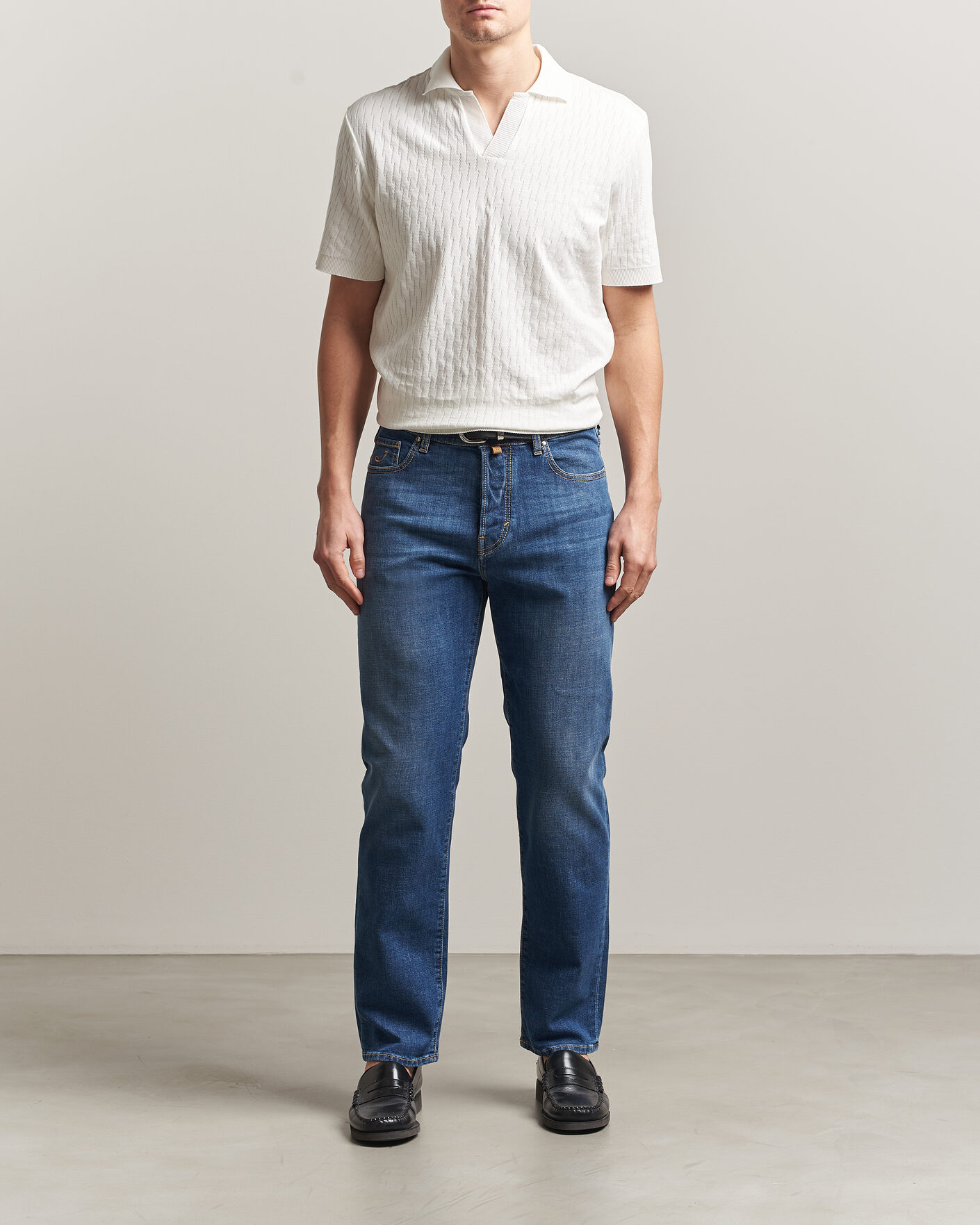 Men | Jeans | Jacob Cohën | Edos Regular Straight Fit Stretch Jeans Mid Blue
