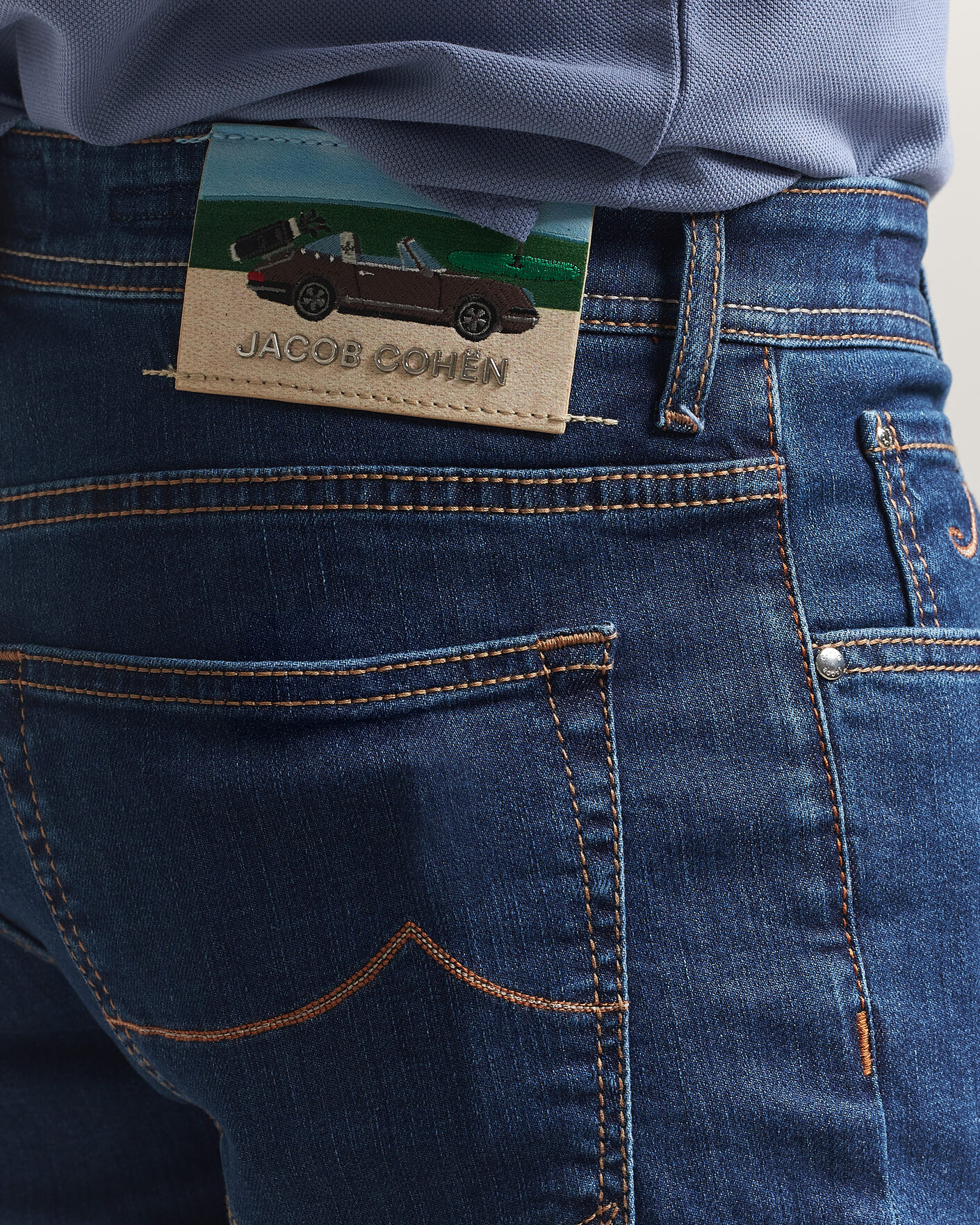 Men | Jeans | Jacob Cohën | Bard Slim Fit Stretch Porsche Patch Jeans Dark Blue