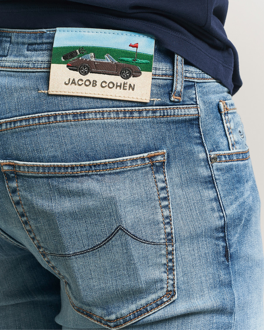 Men | Trousers | Jacob Cohën | Bard Slim Fit Stretch Porsche Patch Jeans Mid Blue