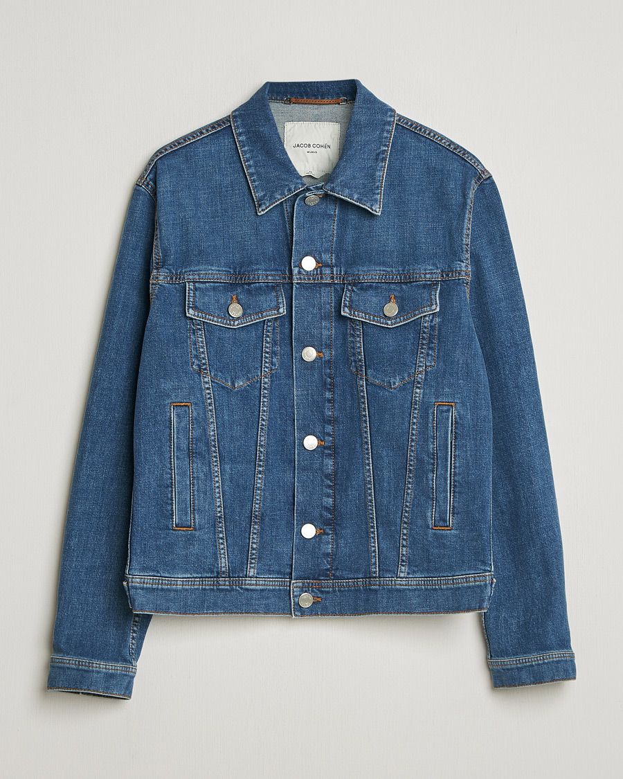 Jacob Cohën Denim Trucker Jacket Mid Blue at CareOfCarl.com