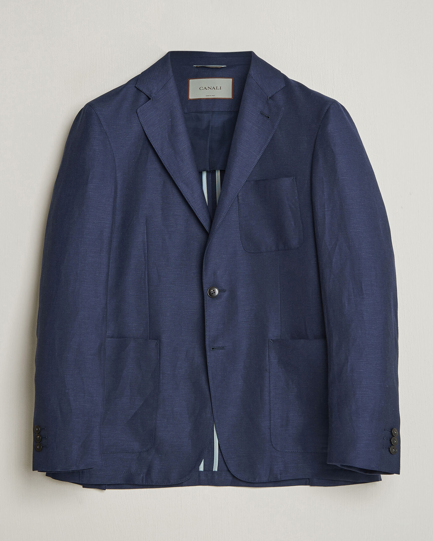 Men | Blazers | Canali | Unconstructed Wool/Linen Blazer Dark Blue