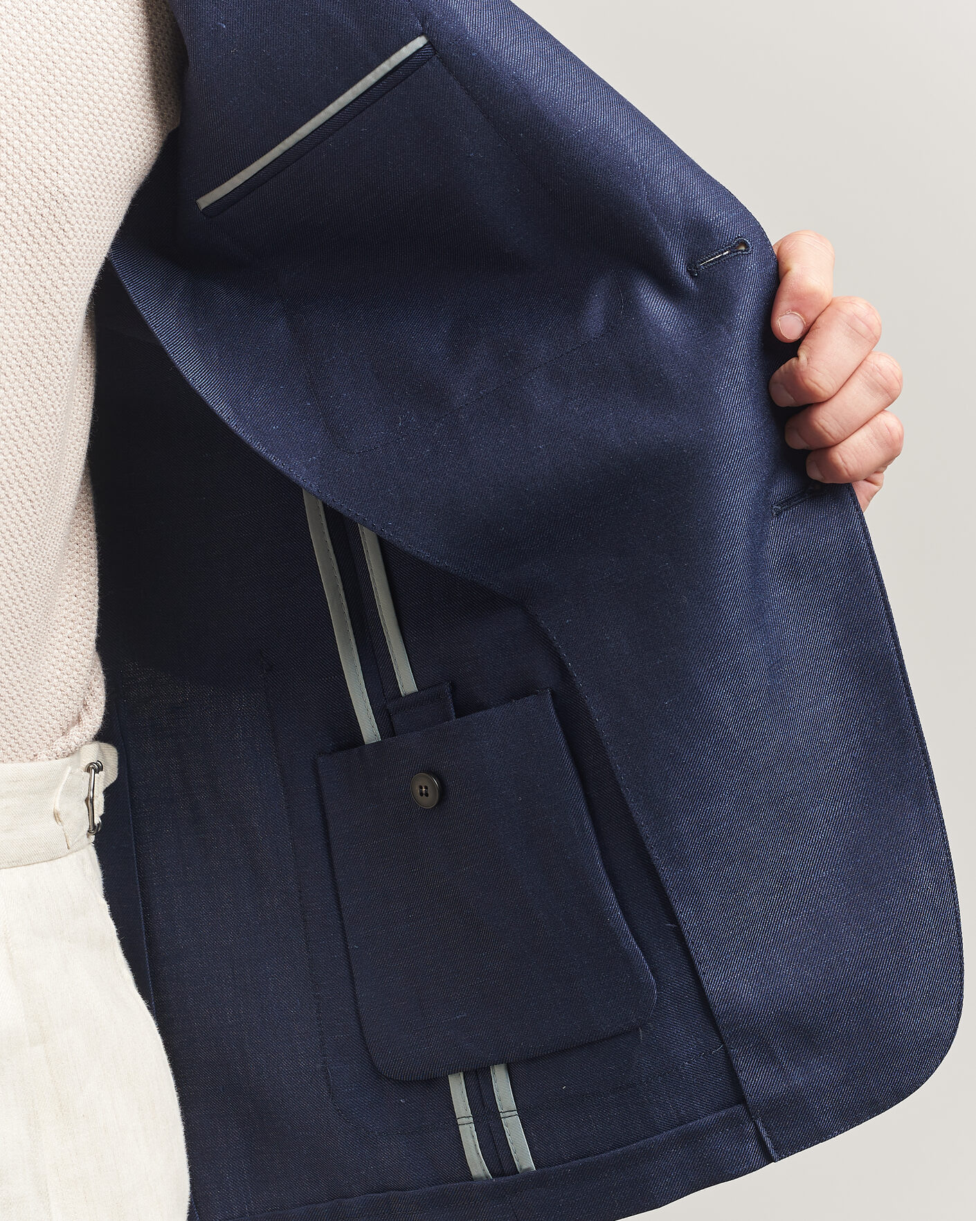 Men | Blazers | Canali | Unconstructed Wool/Linen Blazer Dark Blue