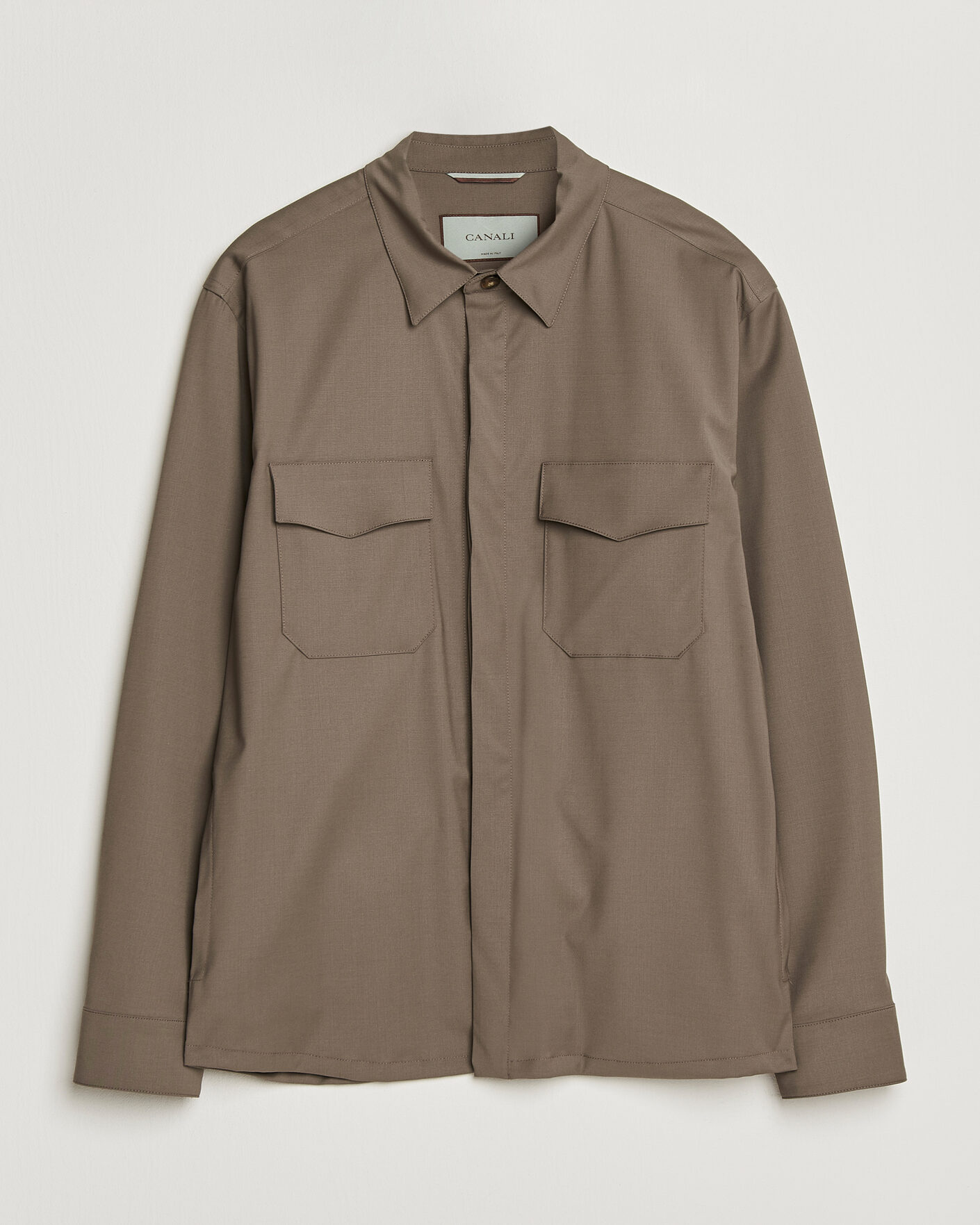Men | Shirts | Canali | Travel Wool Overshirt Brown
