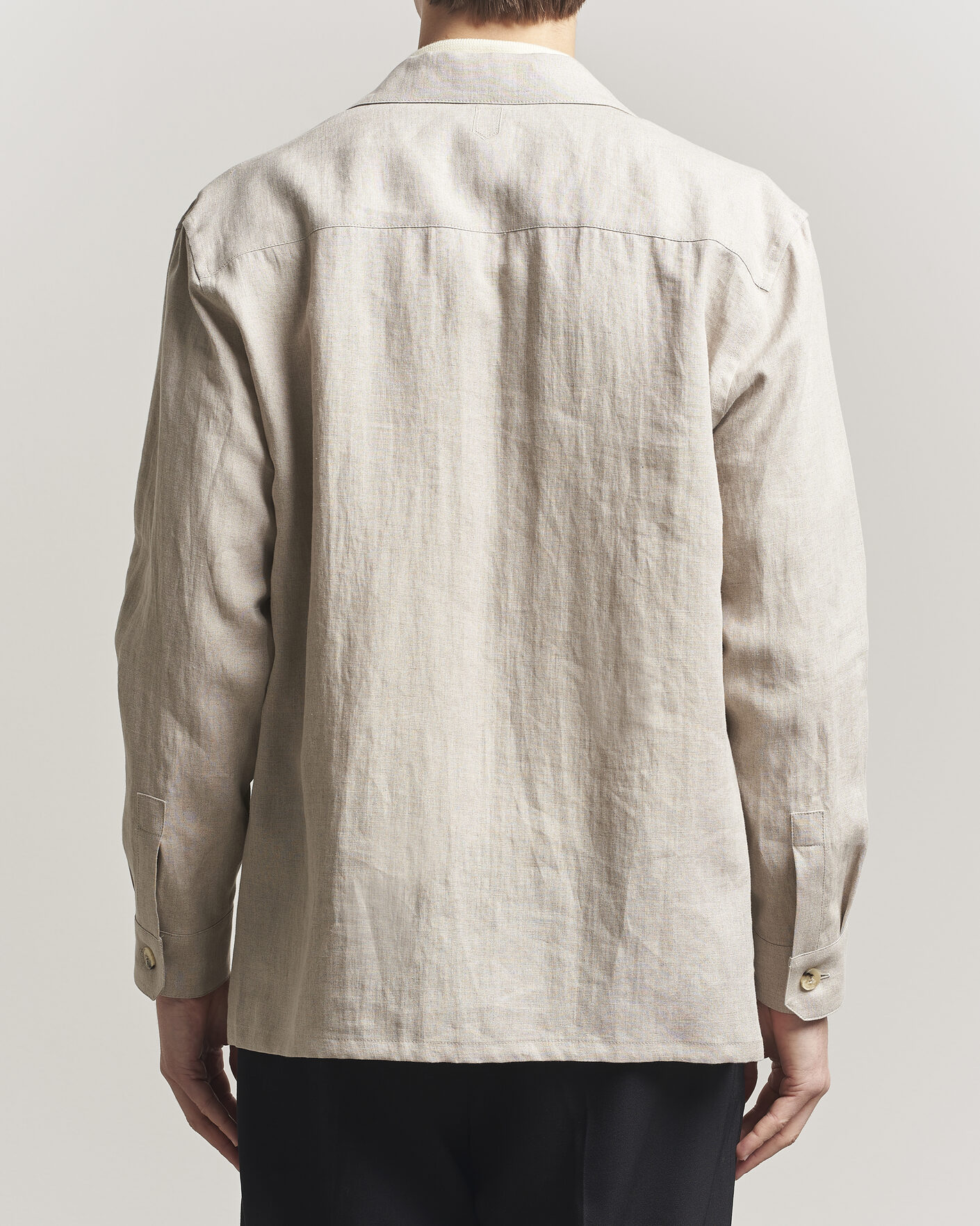 Men | Shirts | Canali | Linen Shirt Jacket Beige
