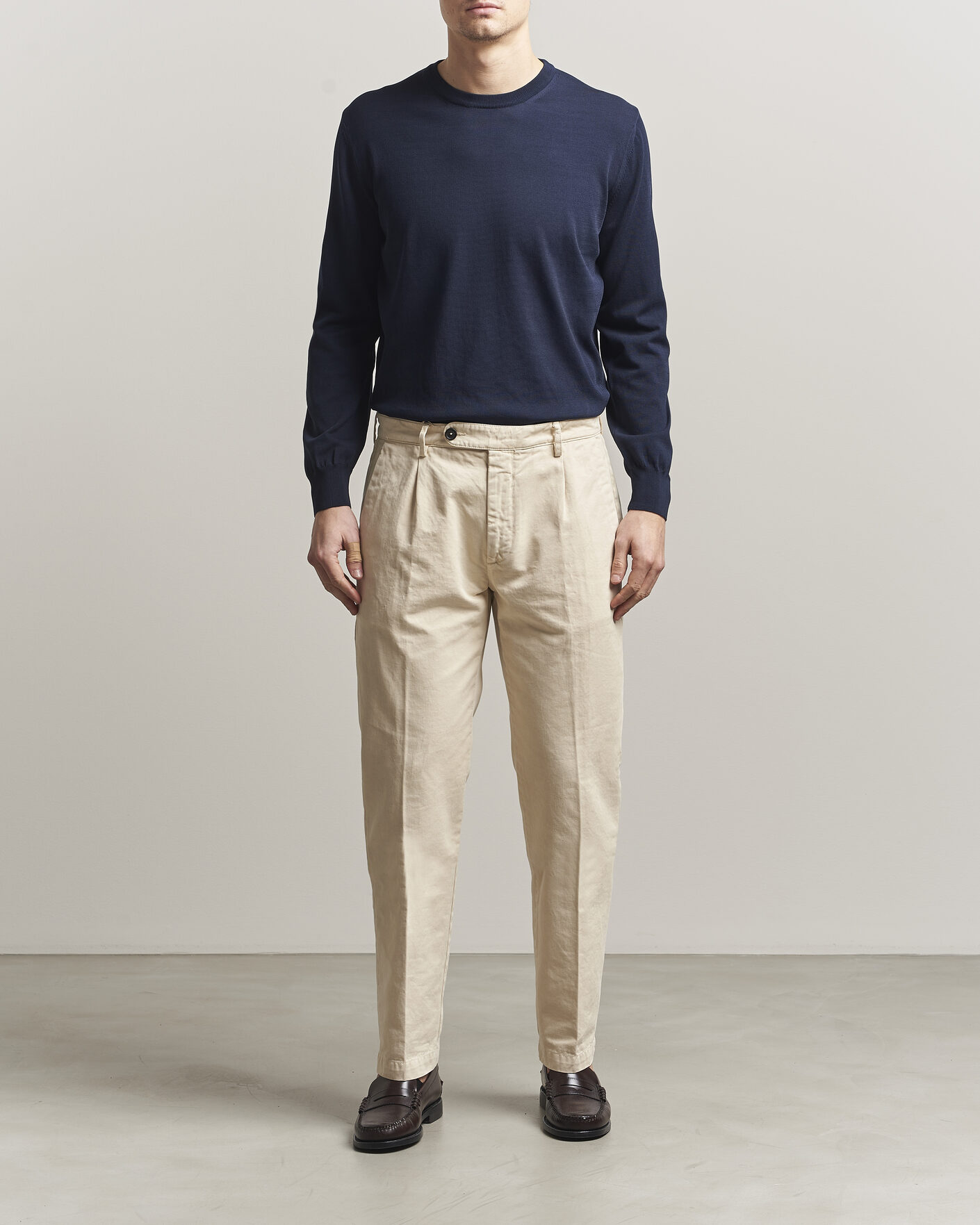 Men | Sweaters & Knitwear | Canali | Cotton Crew Neck Pullover Navy