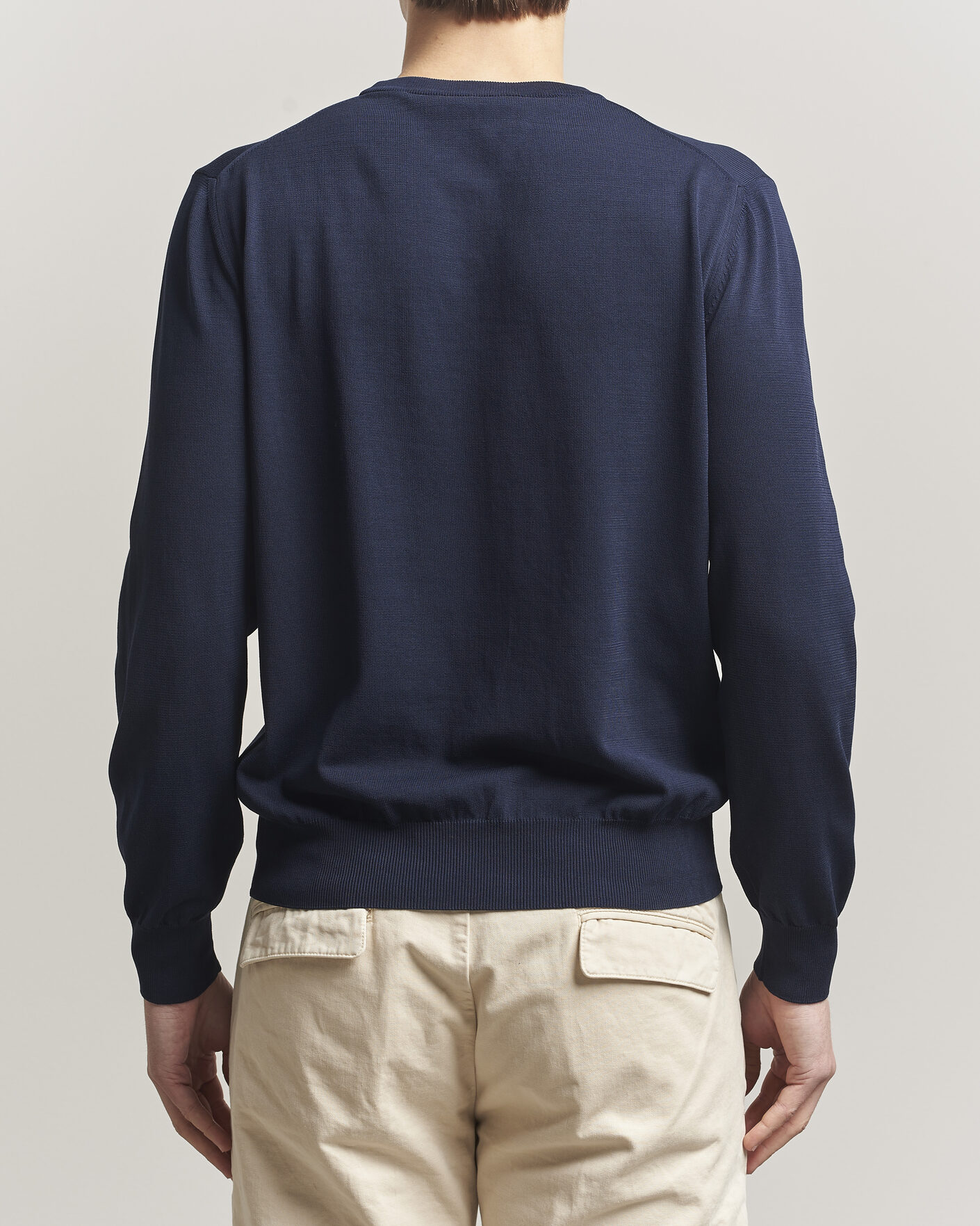 Men | Sweaters & Knitwear | Canali | Cotton Crew Neck Pullover Navy