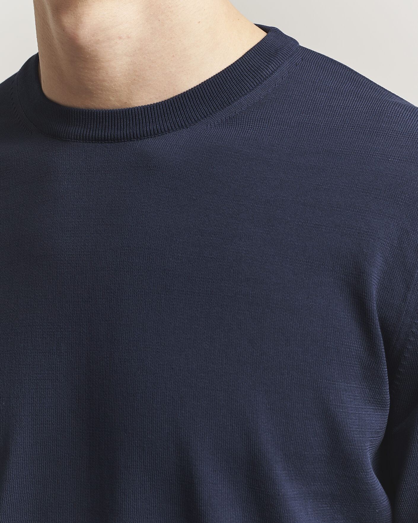 Men | Sweaters & Knitwear | Canali | Cotton Crew Neck Pullover Navy