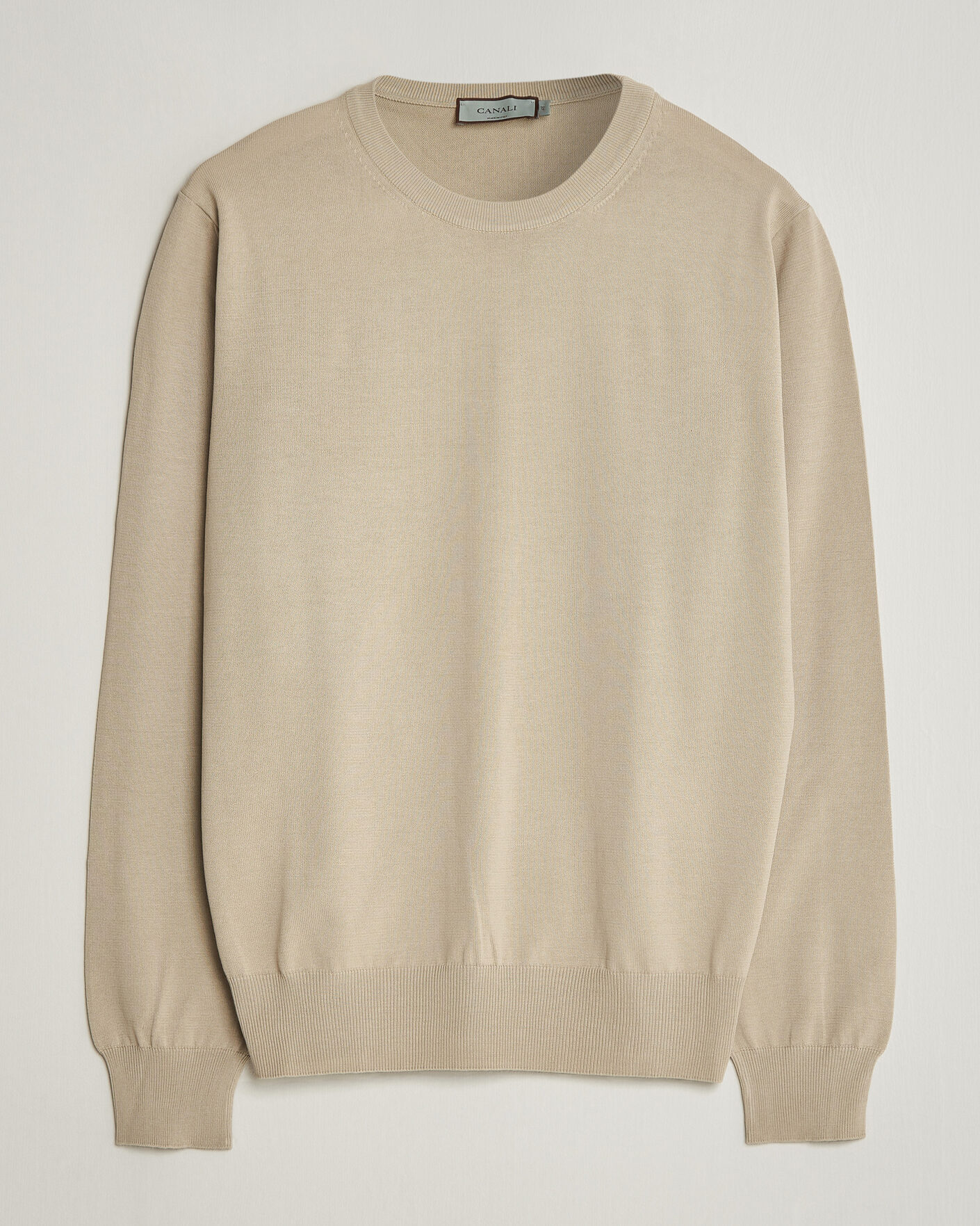 Men | Sweaters & Knitwear | Canali | Cotton Crew Neck Pullover Beige