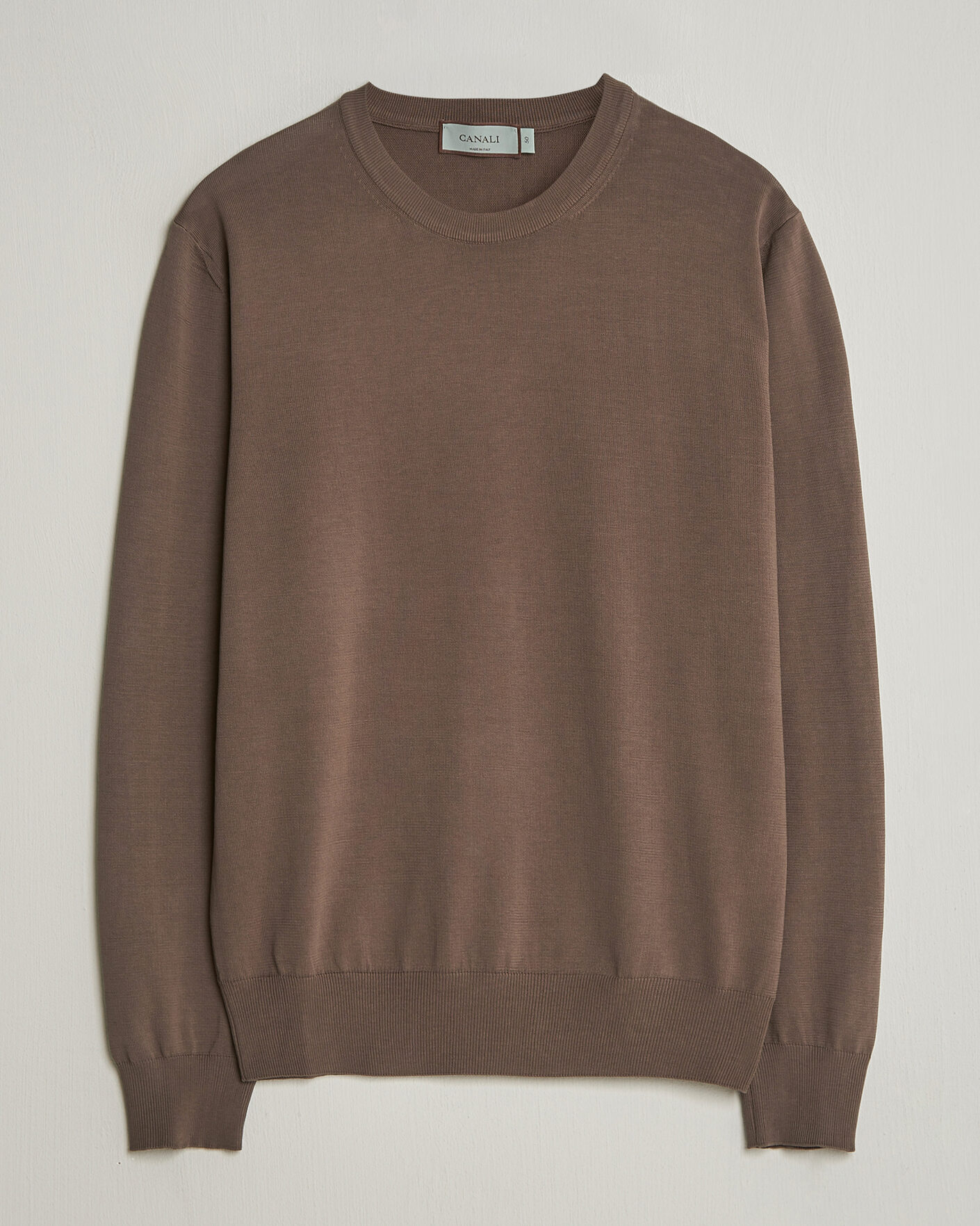 Men | Sweaters & Knitwear | Canali | Cotton Crew Neck Pullover Brown