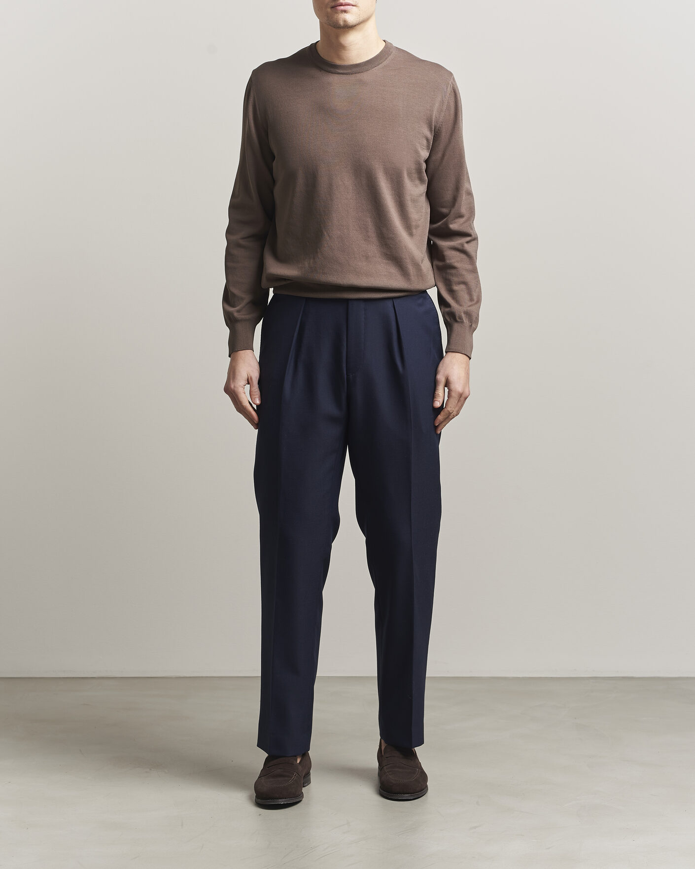 Men | Sweaters & Knitwear | Canali | Cotton Crew Neck Pullover Brown