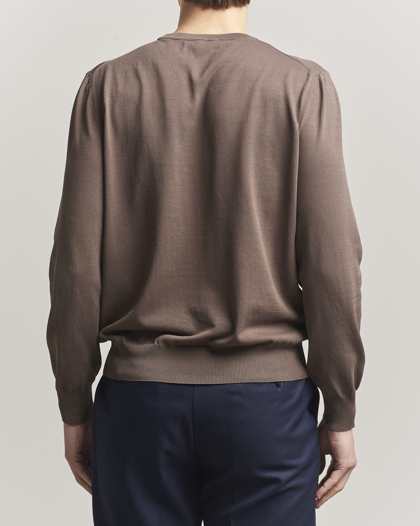 Men | Sweaters & Knitwear | Canali | Cotton Crew Neck Pullover Brown