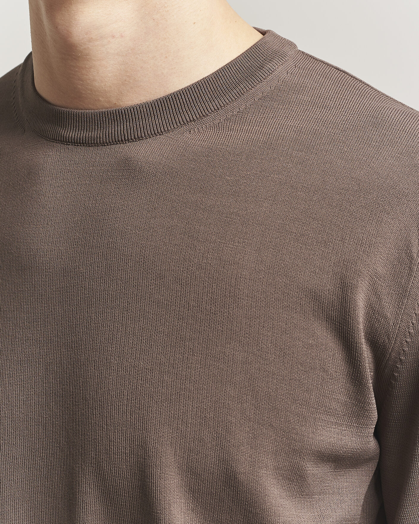 Men | Sweaters & Knitwear | Canali | Cotton Crew Neck Pullover Brown