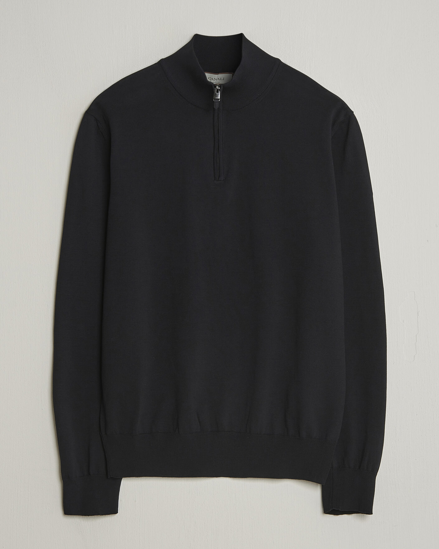 Men | Sweaters & Knitwear | Canali | Cotton Half Zip Black