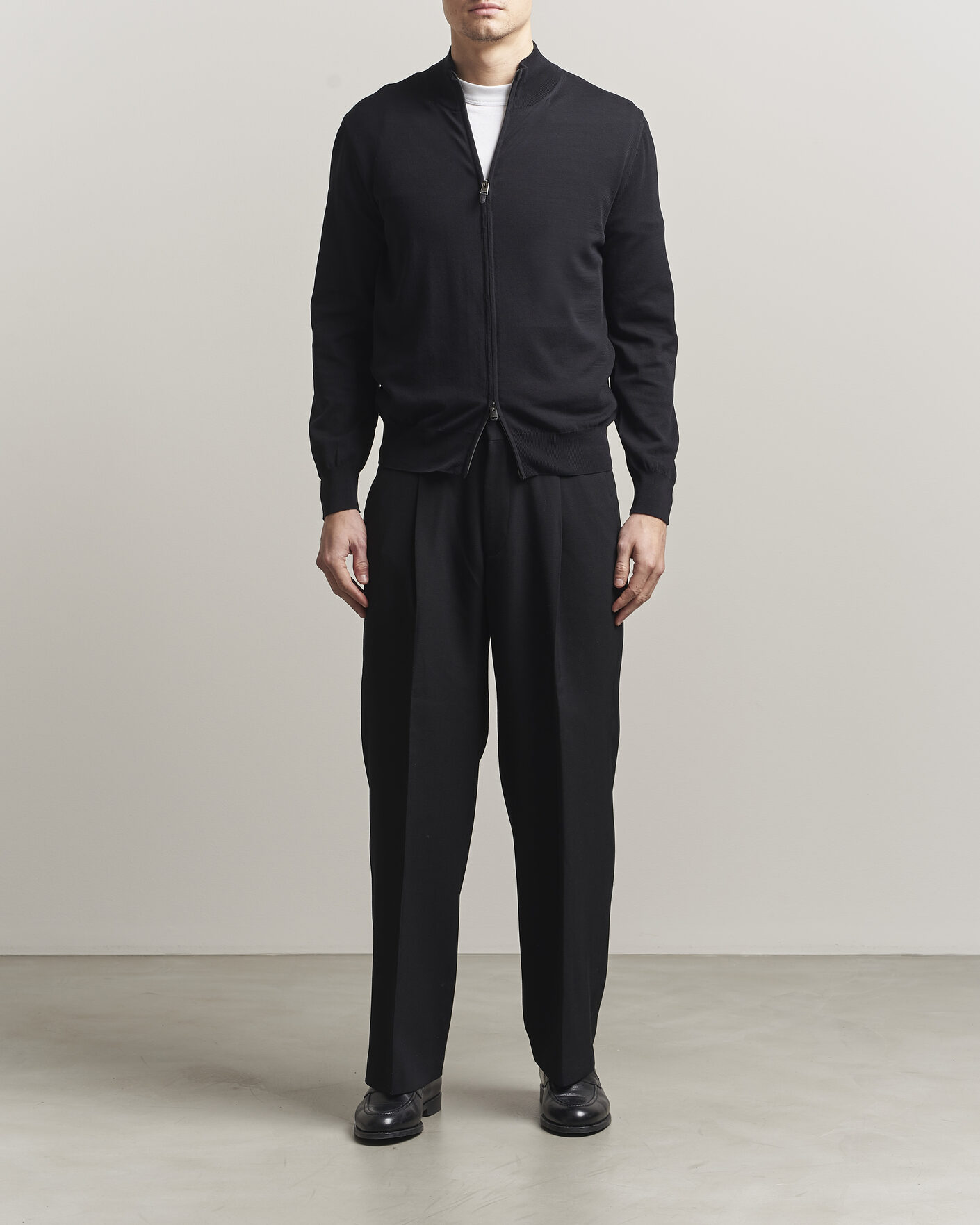 Men | Sweaters & Knitwear | Canali | Cotton Full Zip Black