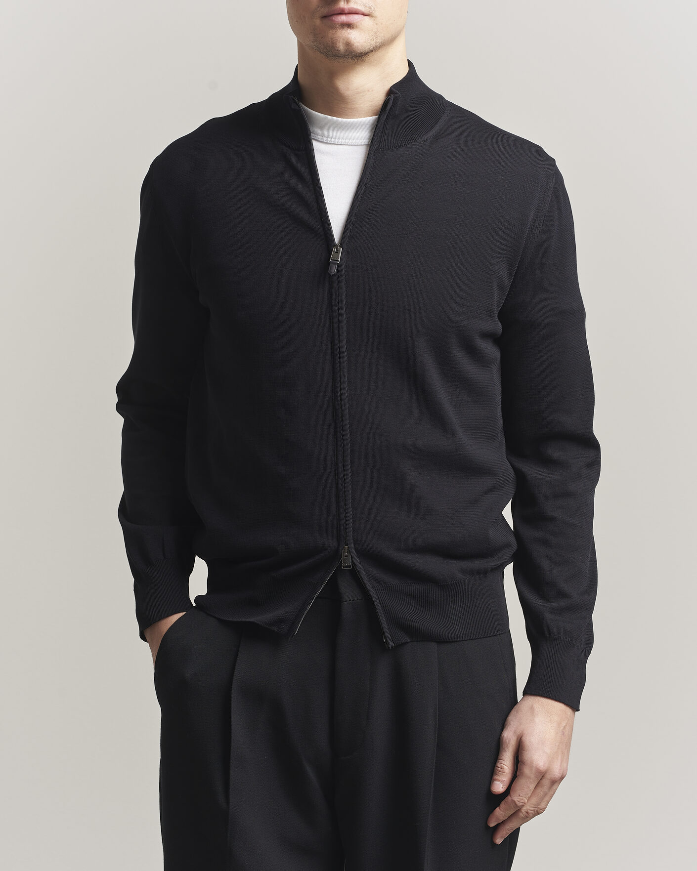 Men | Sweaters & Knitwear | Canali | Cotton Full Zip Black