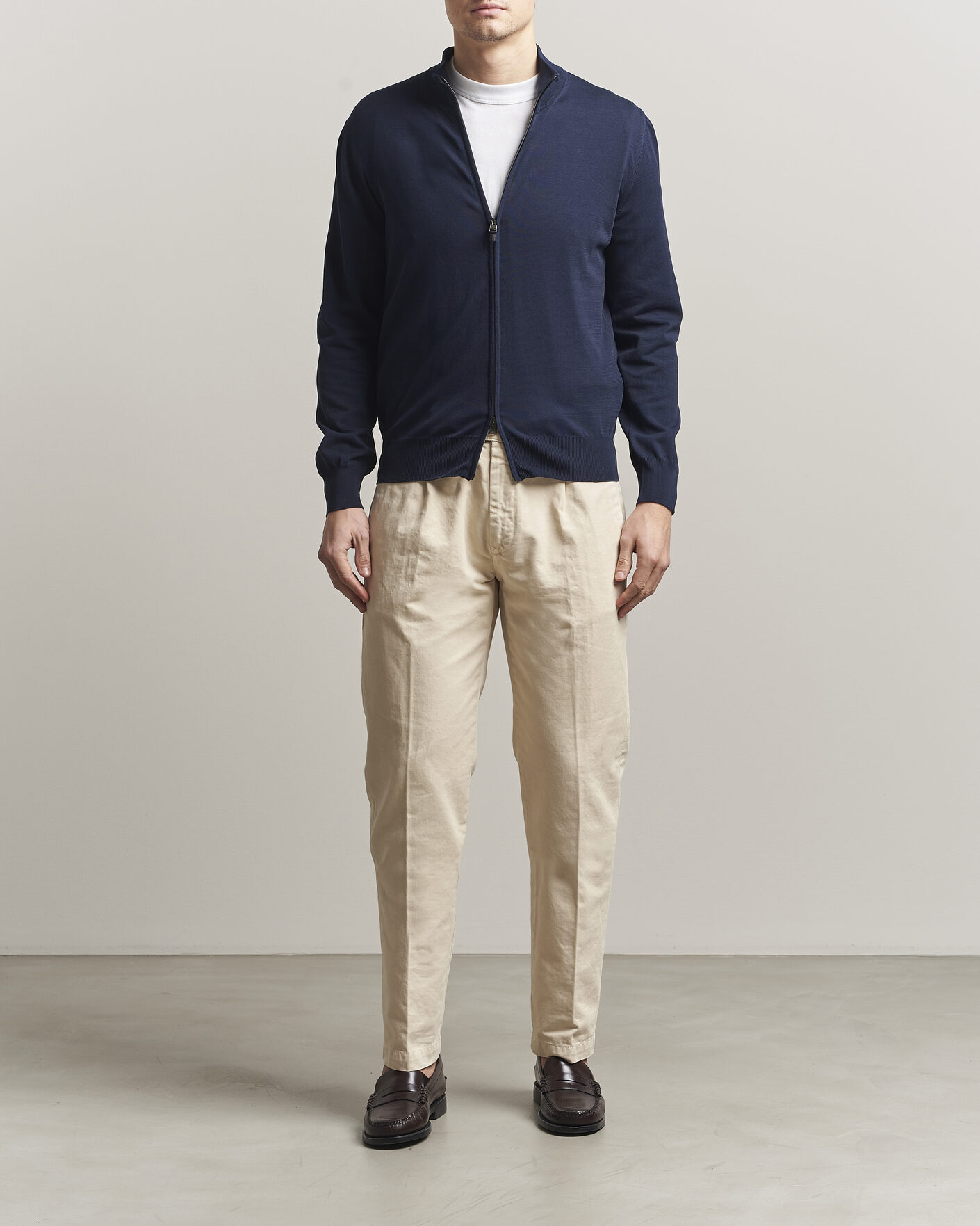 Men | Sweaters & Knitwear | Canali | Cotton Full Zip Navy