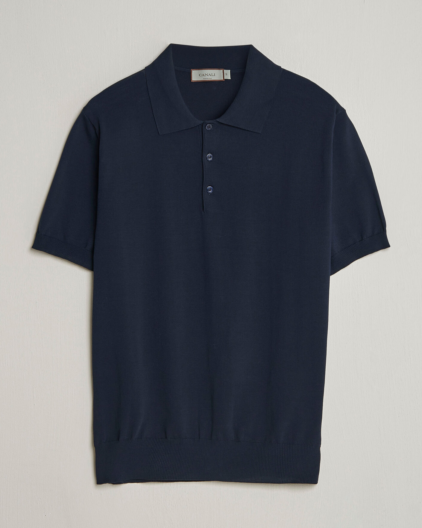 Men | Polo Shirts | Canali | Cotton Short Sleeve Polo Navy