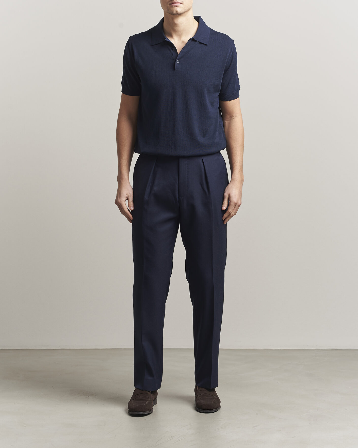 Men | Polo Shirts | Canali | Cotton Short Sleeve Polo Navy