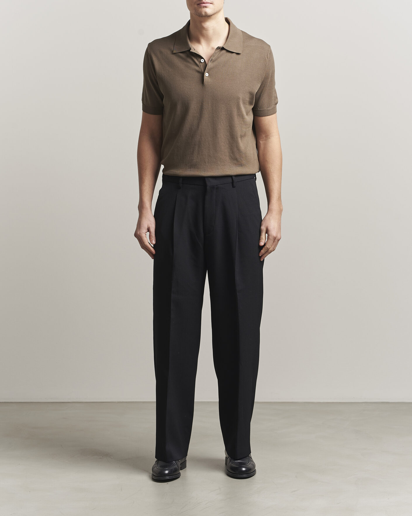 Men | Polo Shirts | Canali | Cotton Short Sleeve Polo Brown